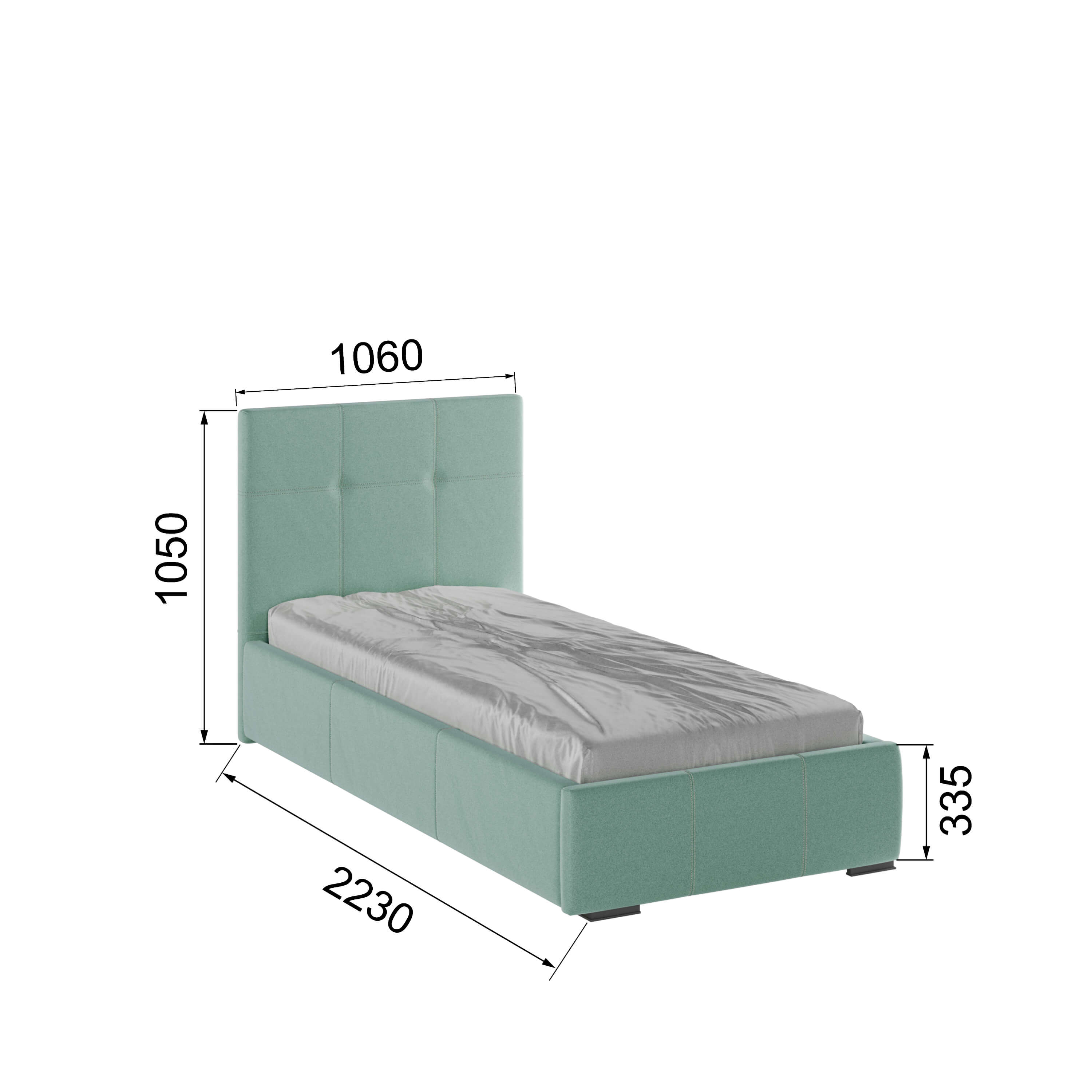 Корпус Рио интерьерной кровати (0,9м) мятный квадрат