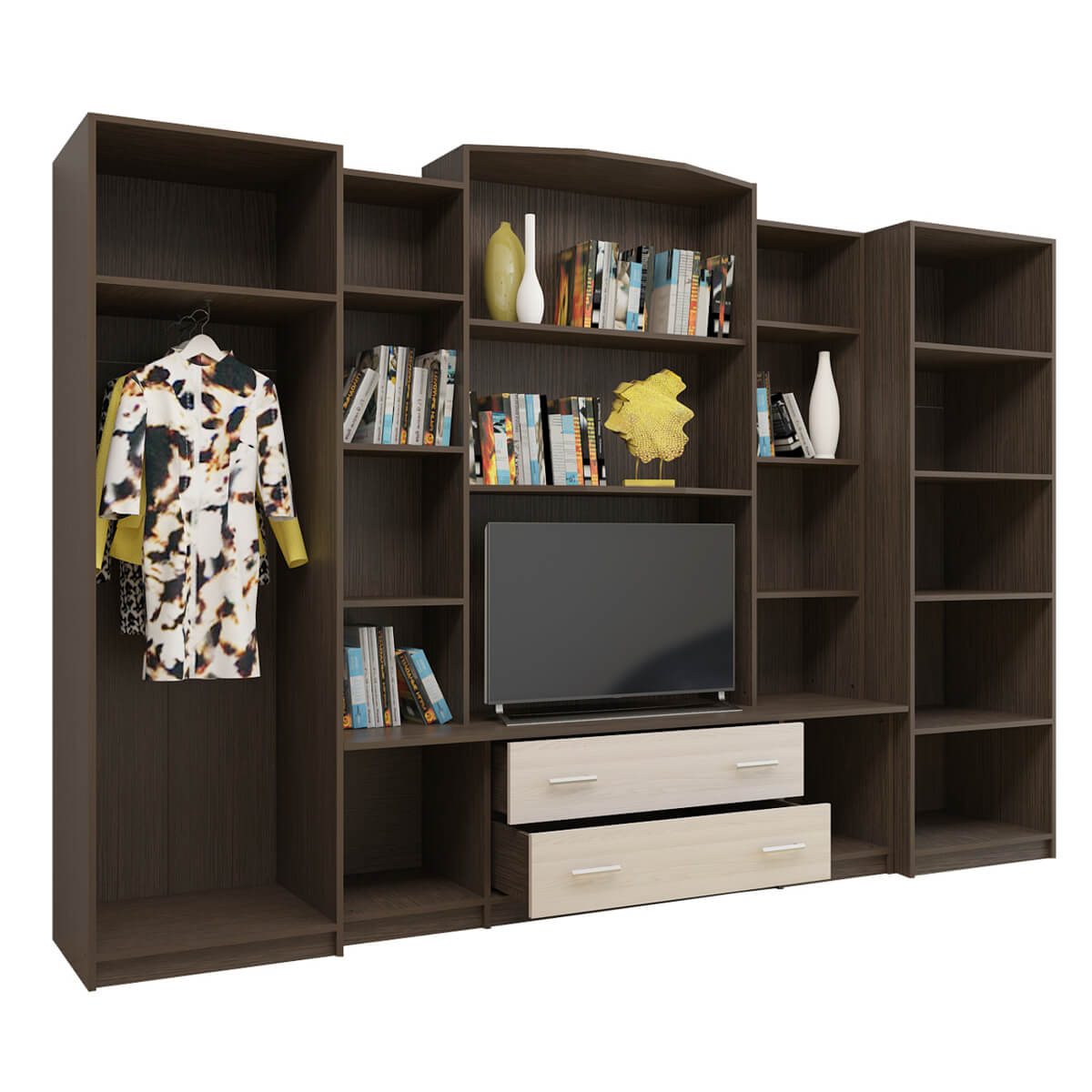 Гостиная Макарена МДФ дуб венге/дуб молочный