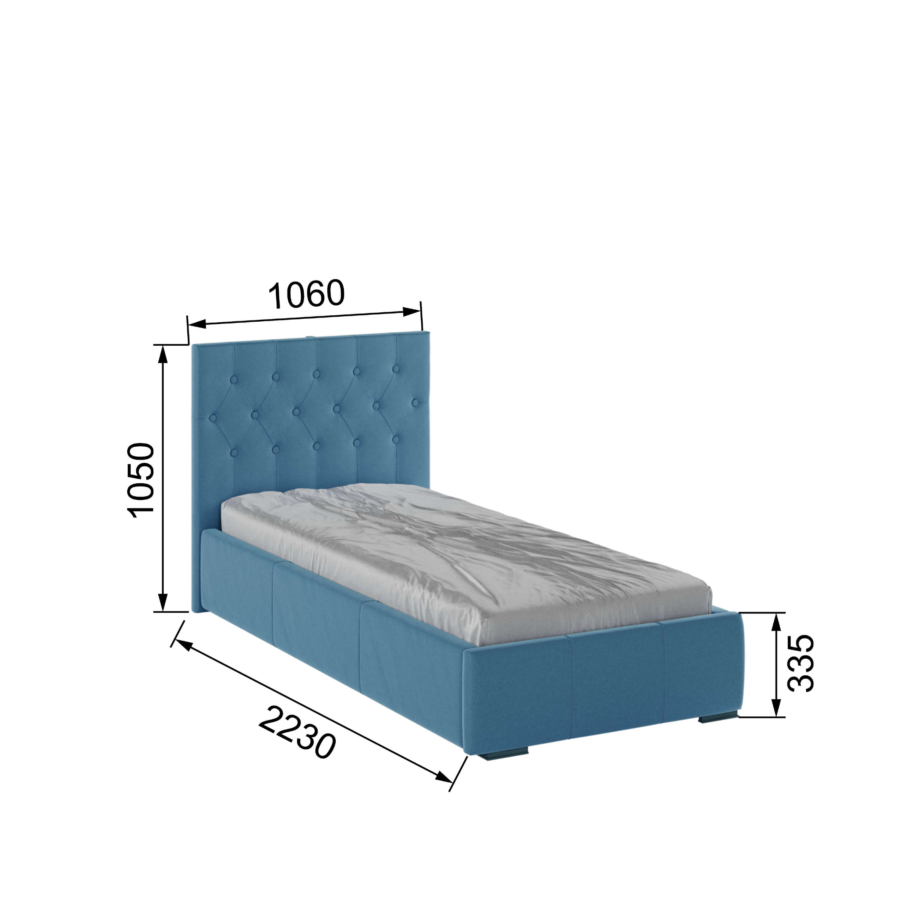 Корпус Октавия интерьерной кровати (0,9м) светло-голубой ромб