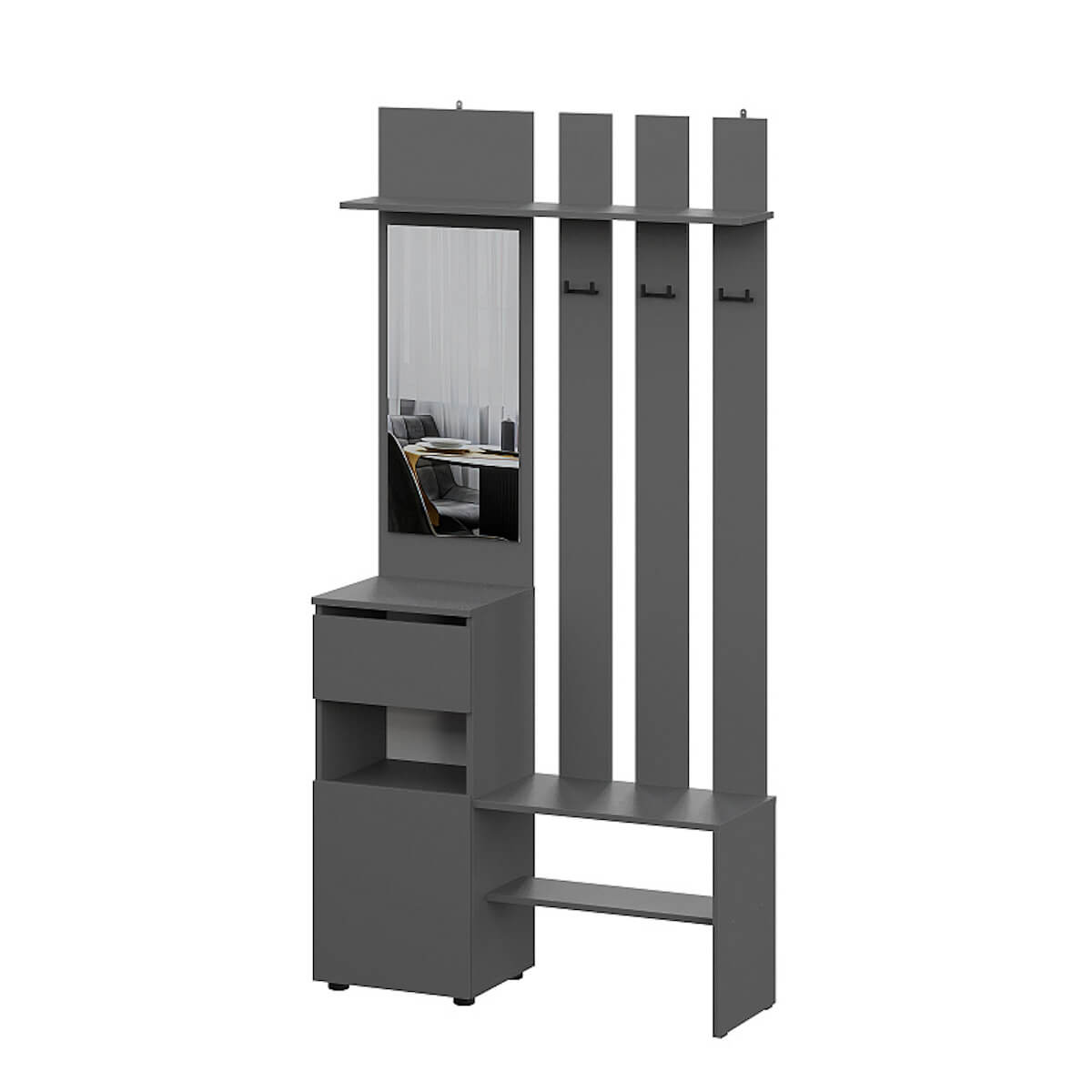 МС "Денвер" Вешалка с зеркалом Графит серый