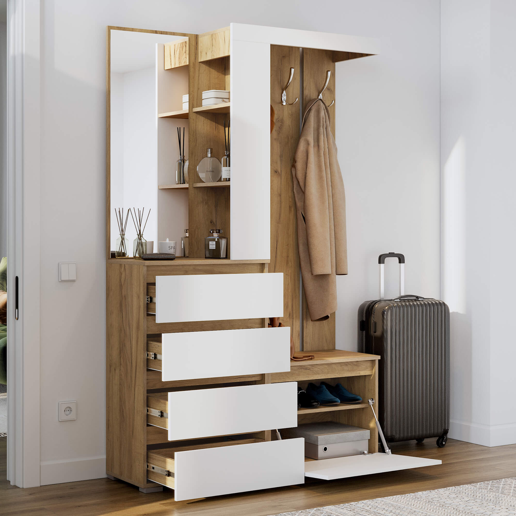 Люмо Прихожая дуб крафт золотой/белый