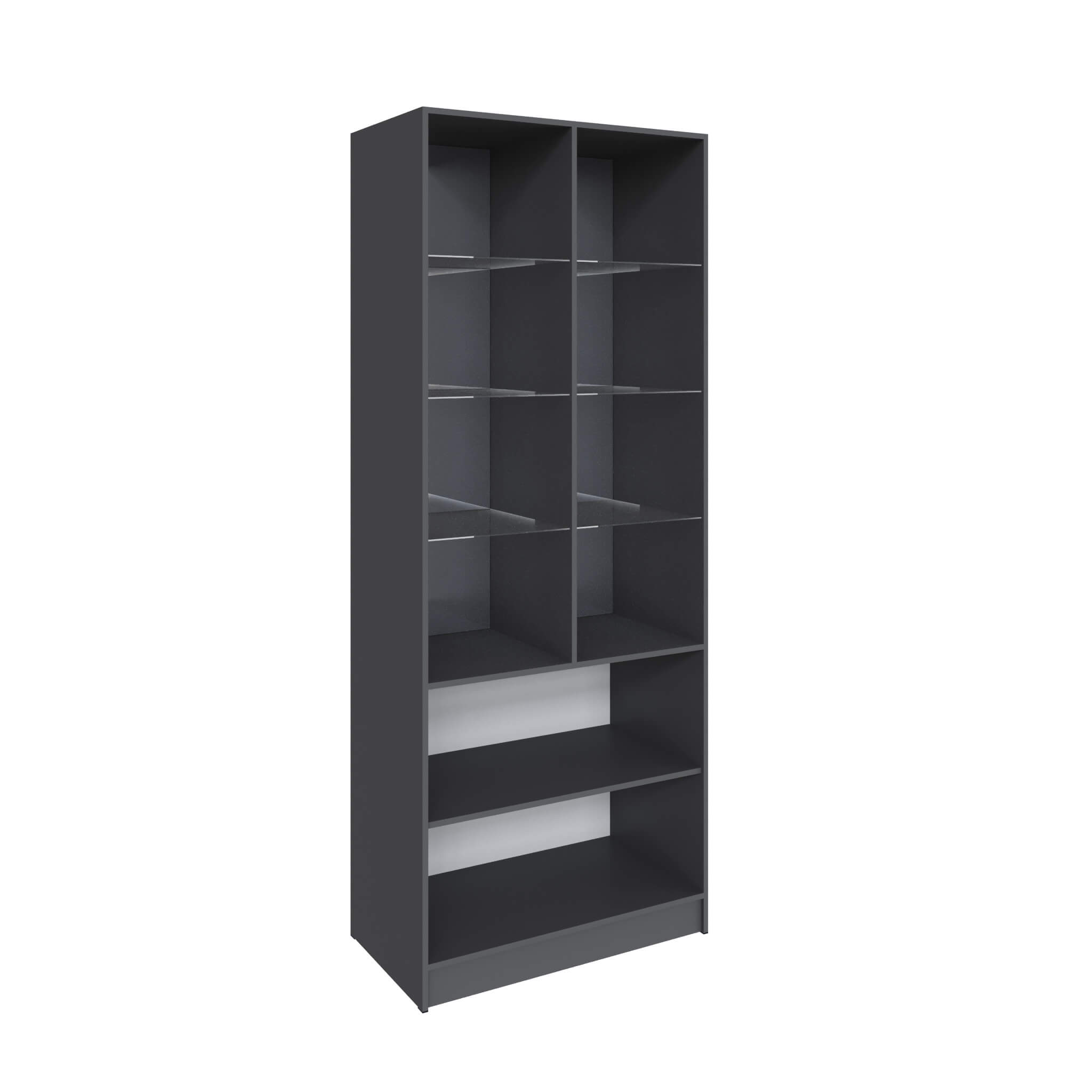 Гостиная Мадрид Шкаф (0,9) с 2 витринами графит серый