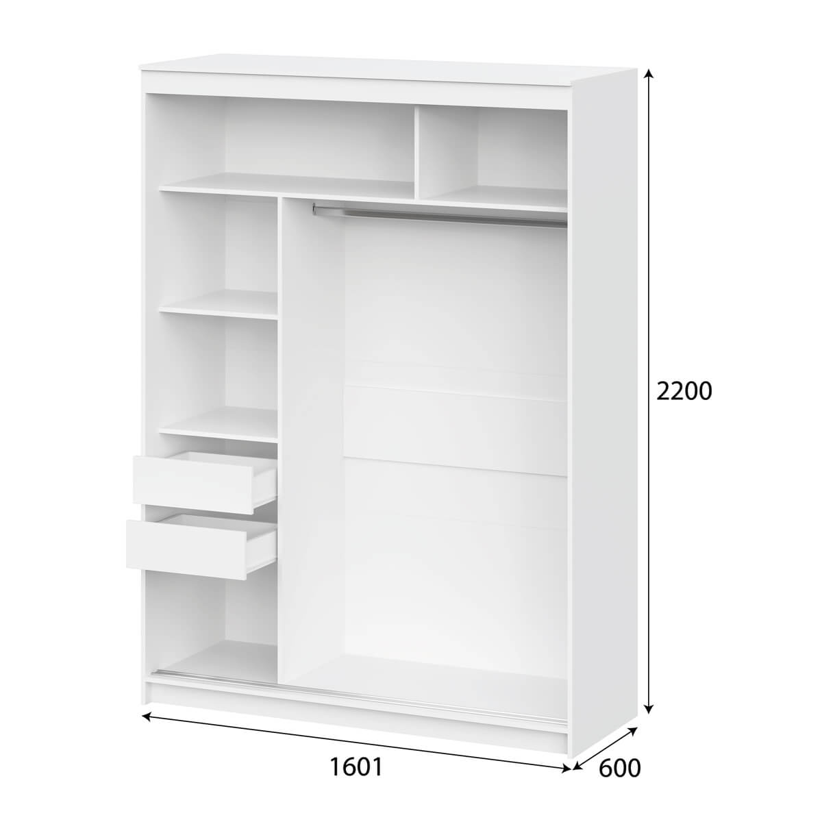 Шкаф-купе "ШКП 3" (1,6) Серия 2 Белый текстурный