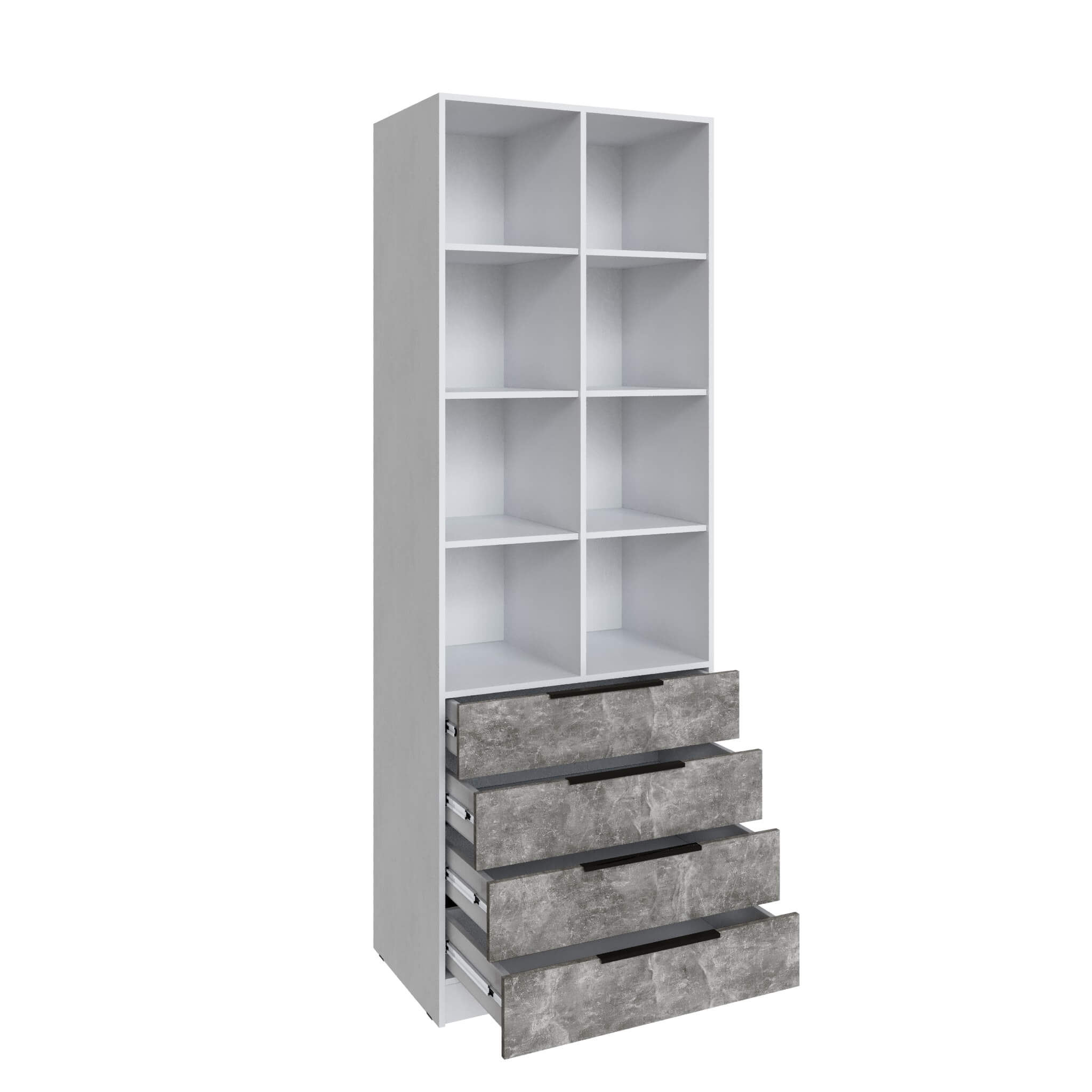 Стеллаж Мадрид (0,8) с 4 ящ. белый/ателье светлое