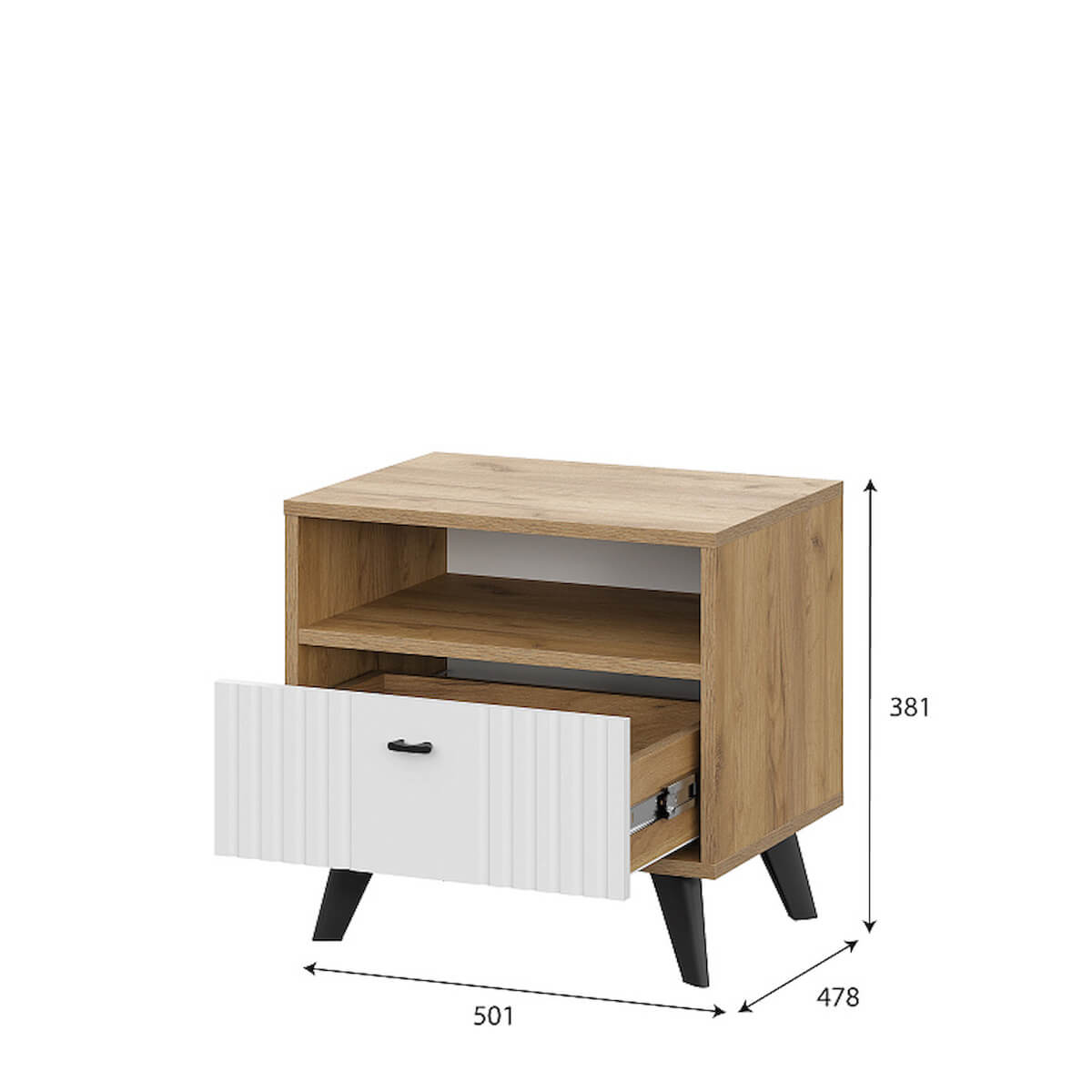 МС "Милан" Тумба прикроватная Дуб Золотой/Белый Матовый