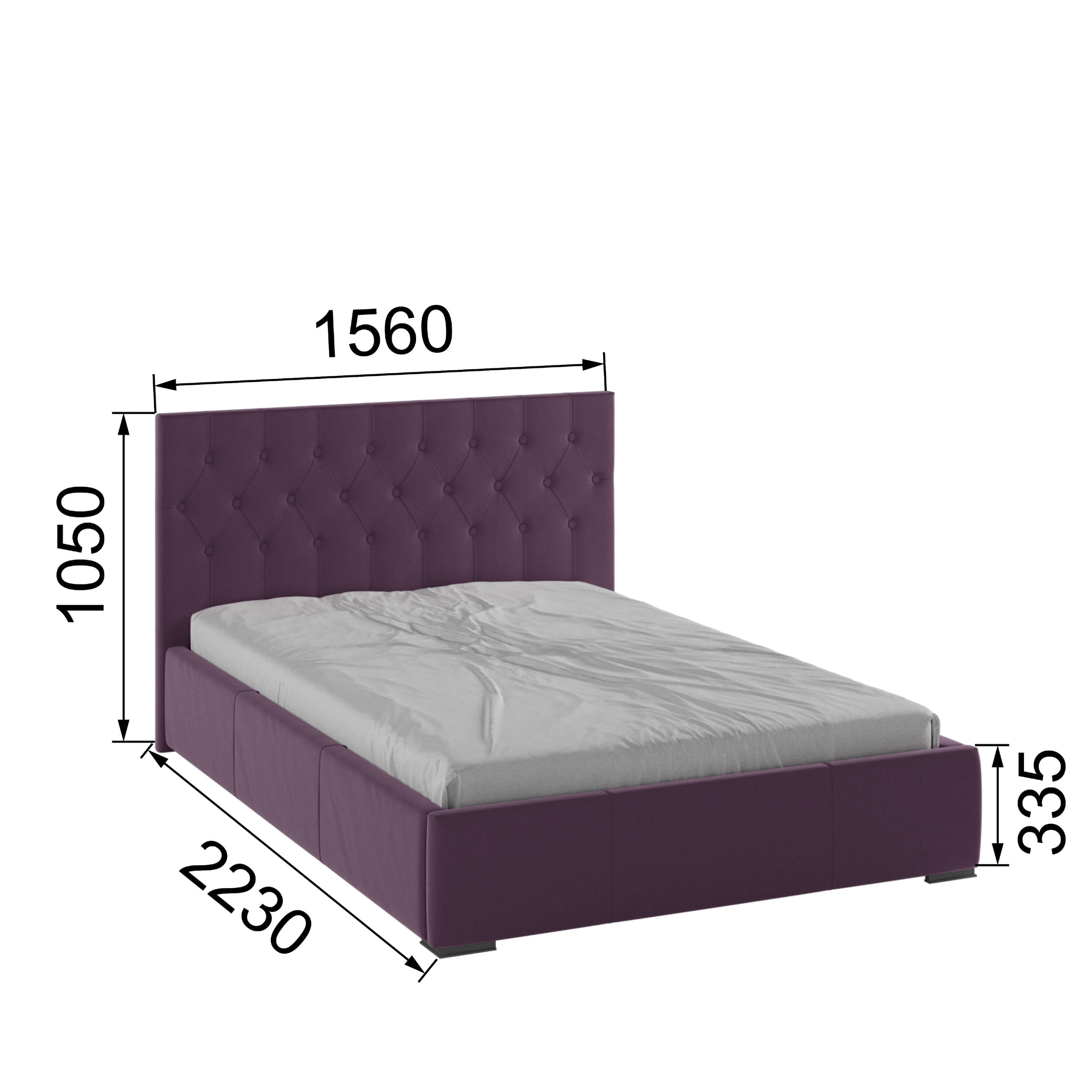 Корпус Октавия интерьерной кровати (1,4м) винный ромб