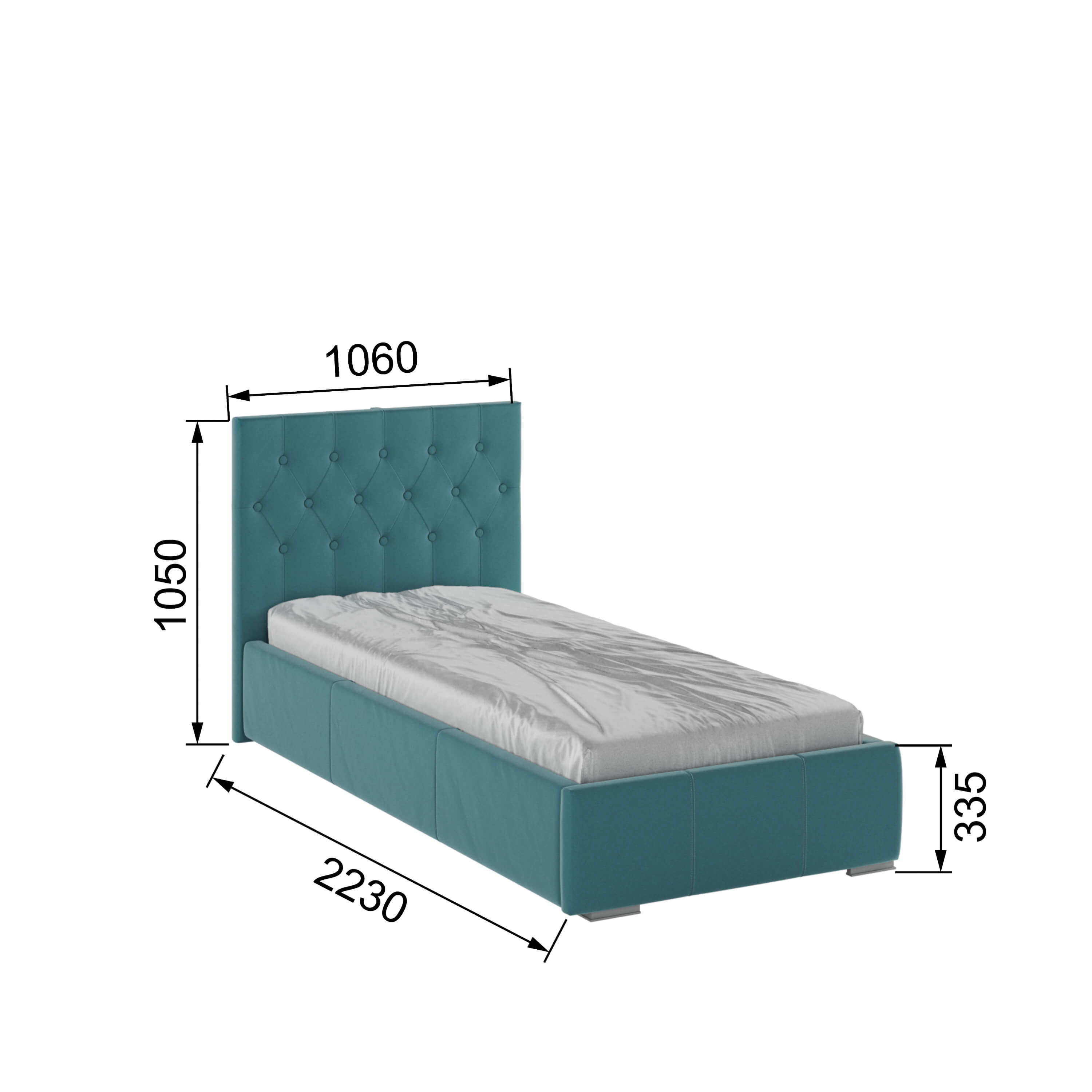 Корпус Октавия интерьерной кровати (0,9м) бирюза ромб