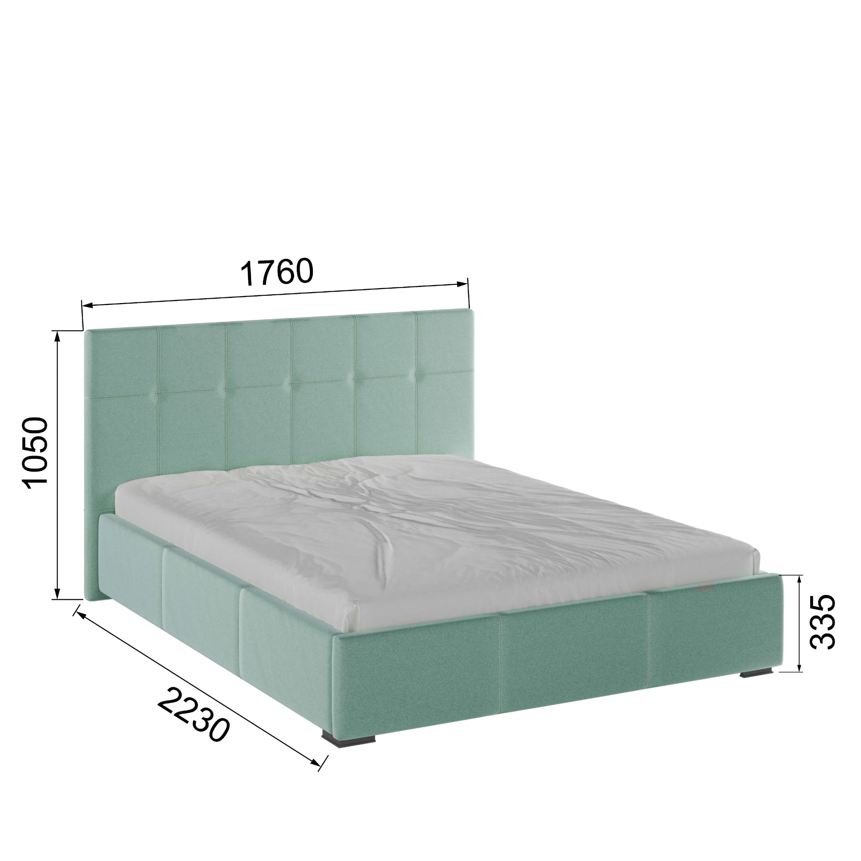 Корпус Рио интерьерной кровати (1,6м) мятный квадрат