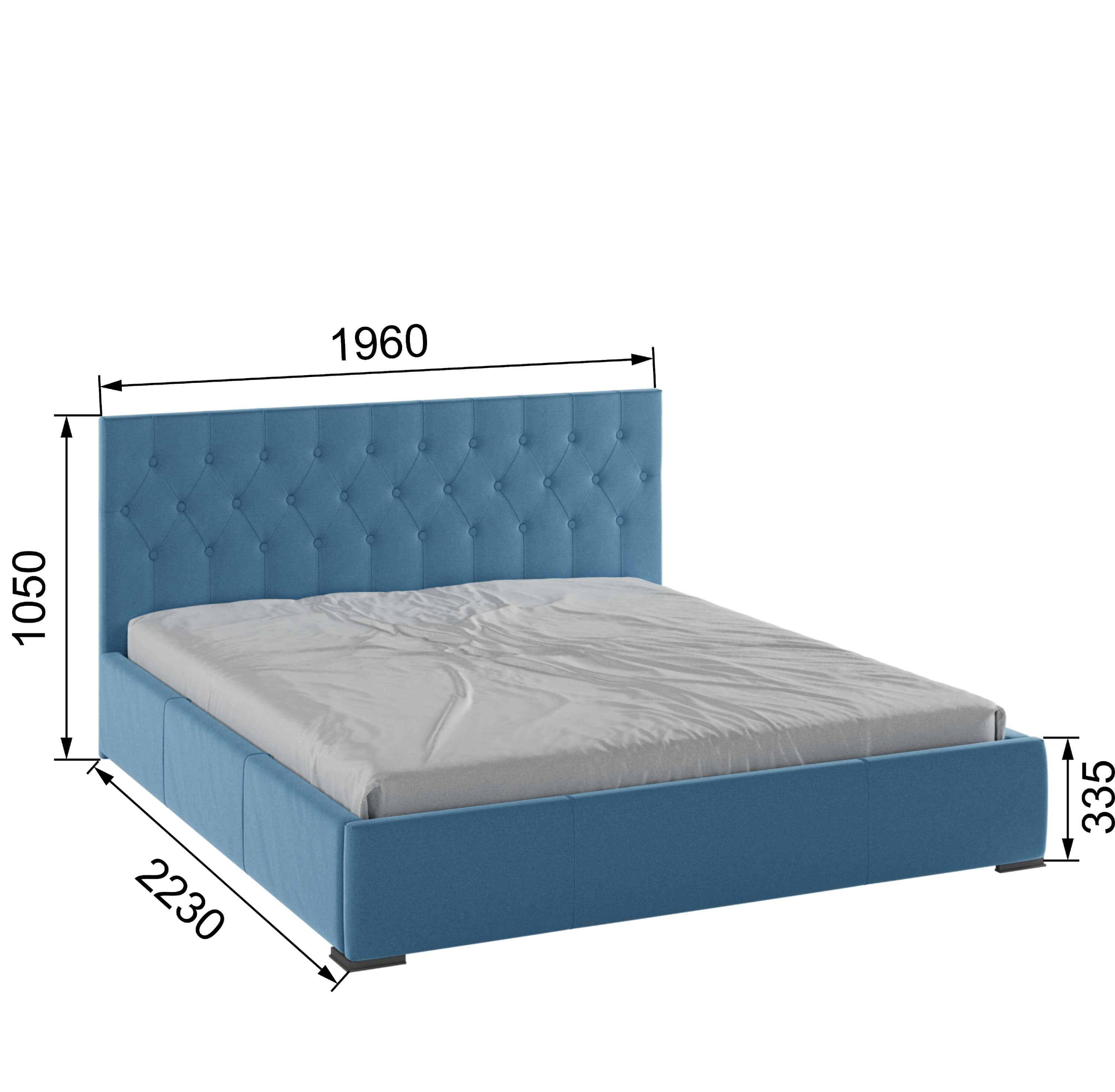 Корпус Октавия интерьерной кровати (1,8м) светло-голубой ромб