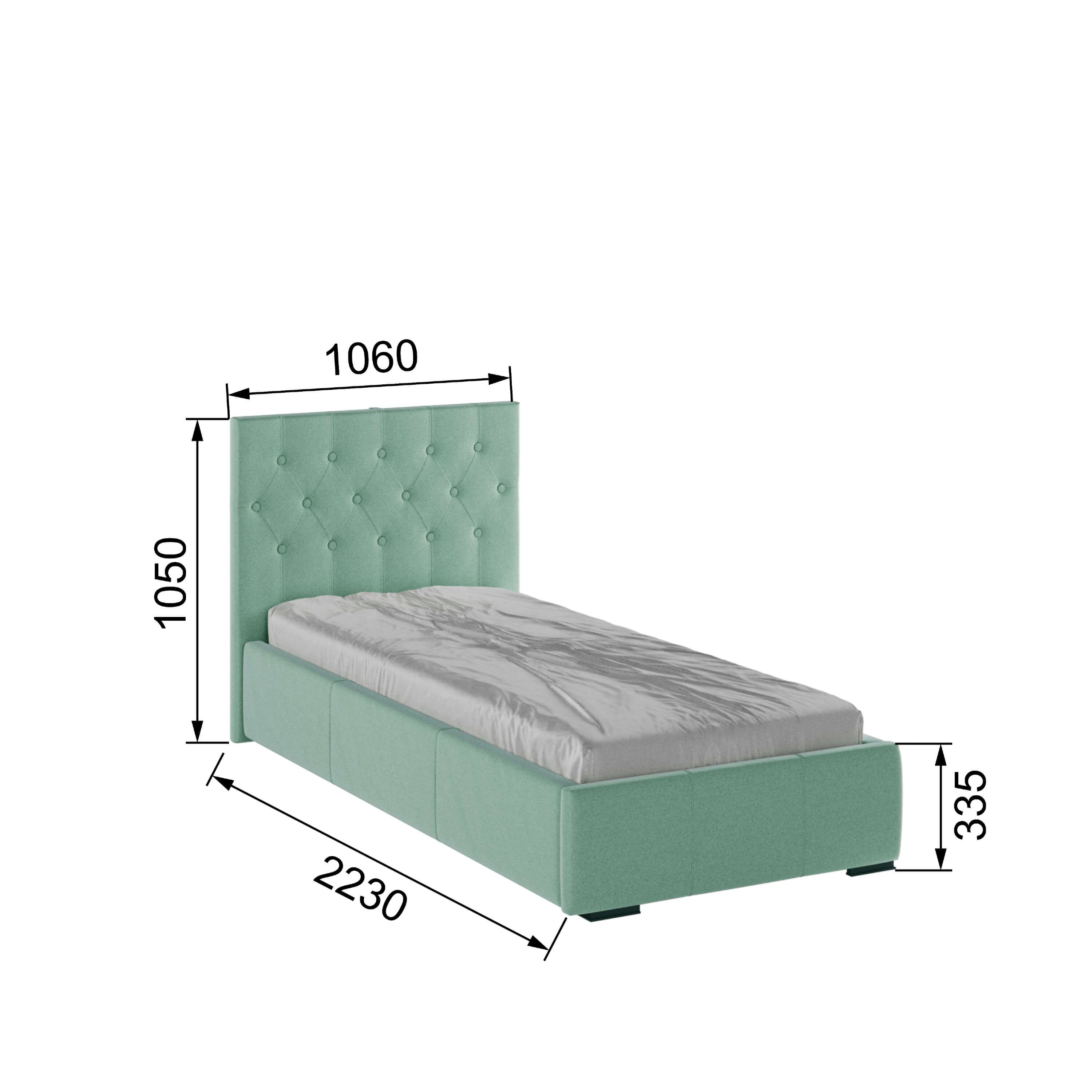Корпус Октавия интерьерной кровати (0,9м) мятный ромб