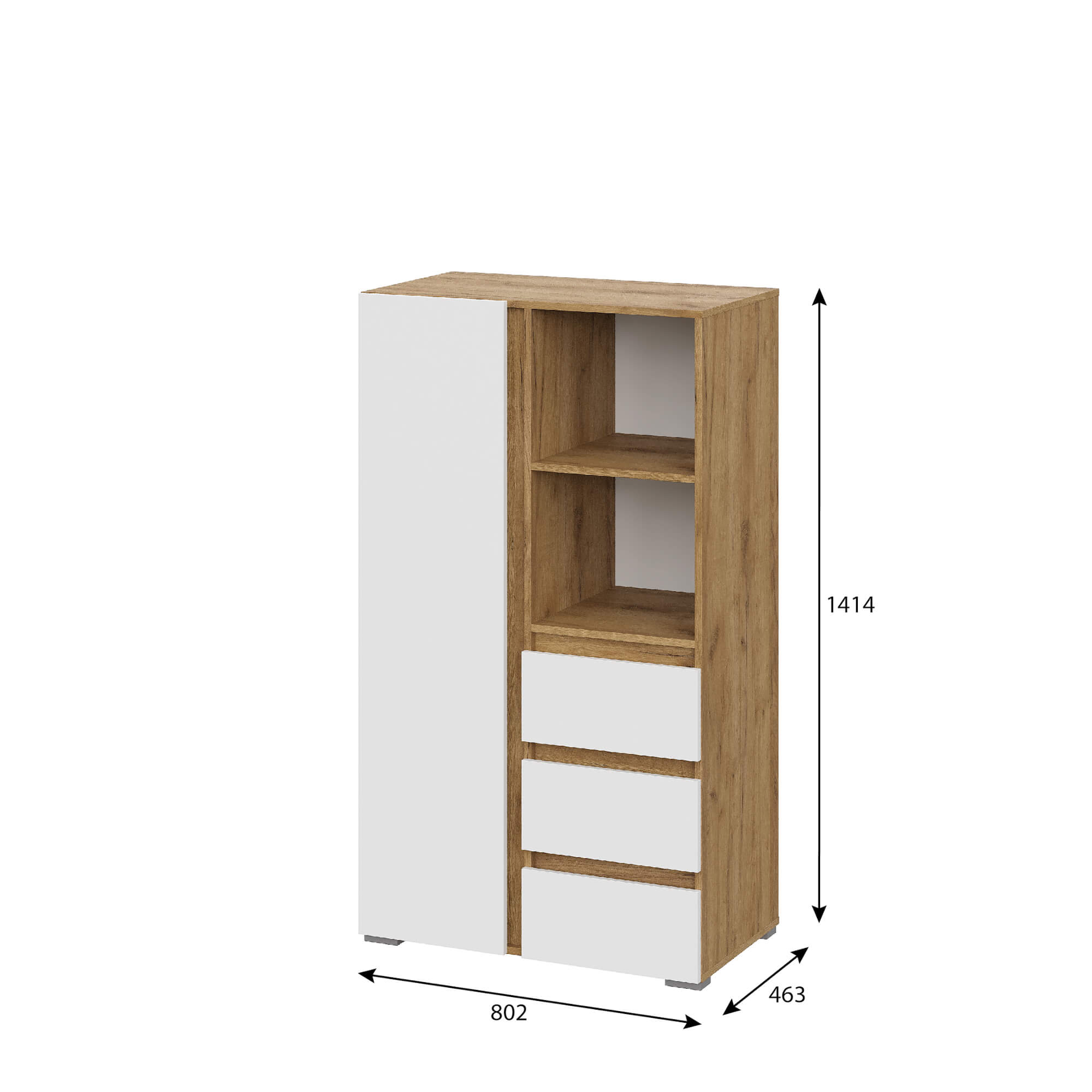 Люмо Шкаф ШК 03 дуб крафт золотой/белый