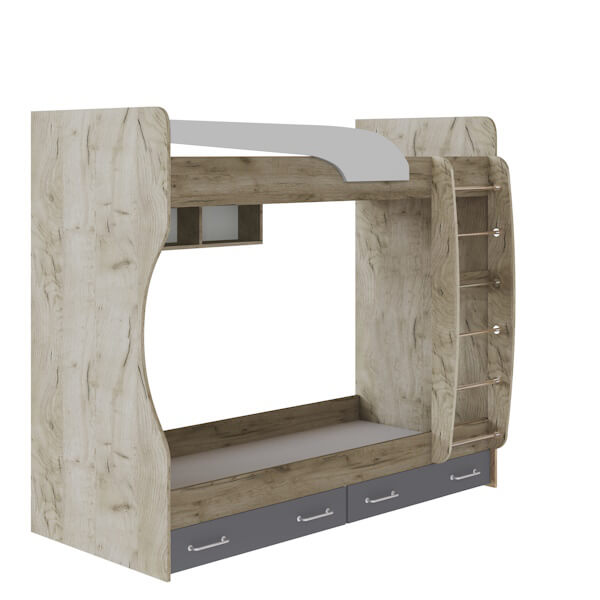 Спальня Колибри Лофт кровать двойная дуб крафт серый/графит серый+камень серый