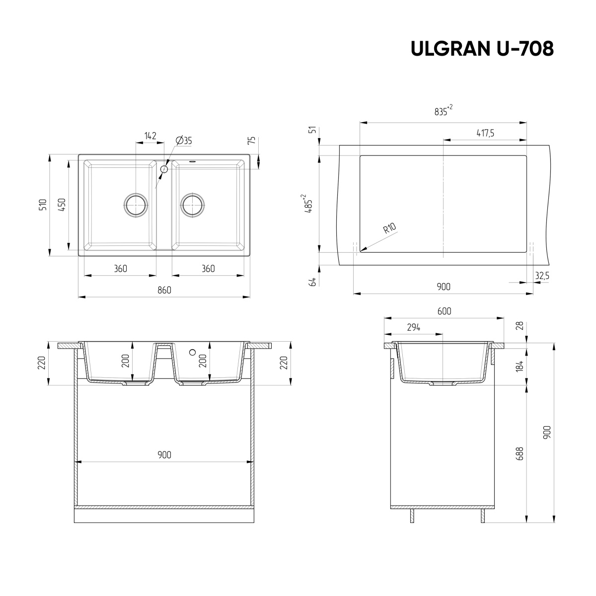 Мойка Ulgran U-708