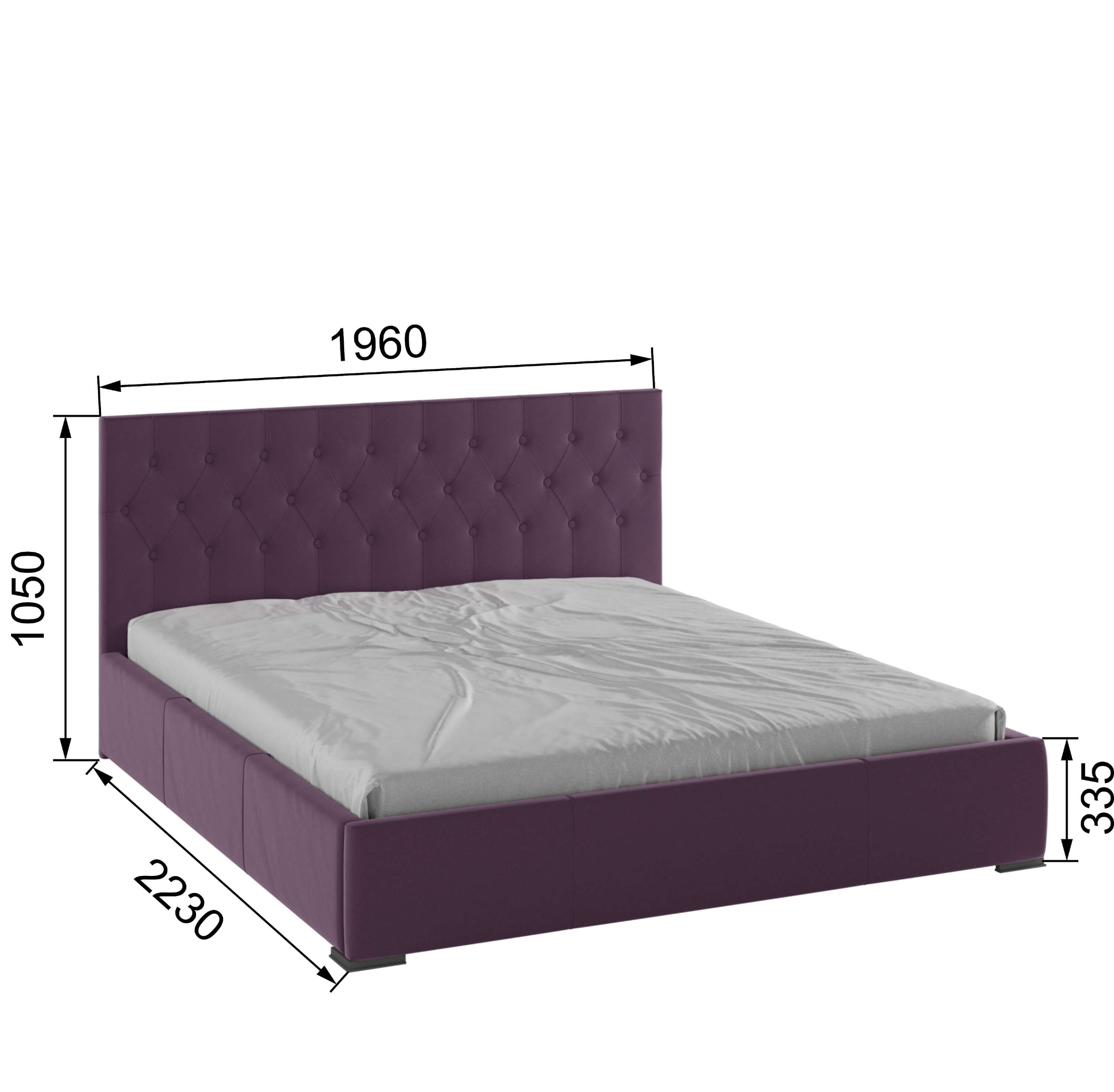 Корпус Октавия интерьерной кровати (1,8м) винный ромб