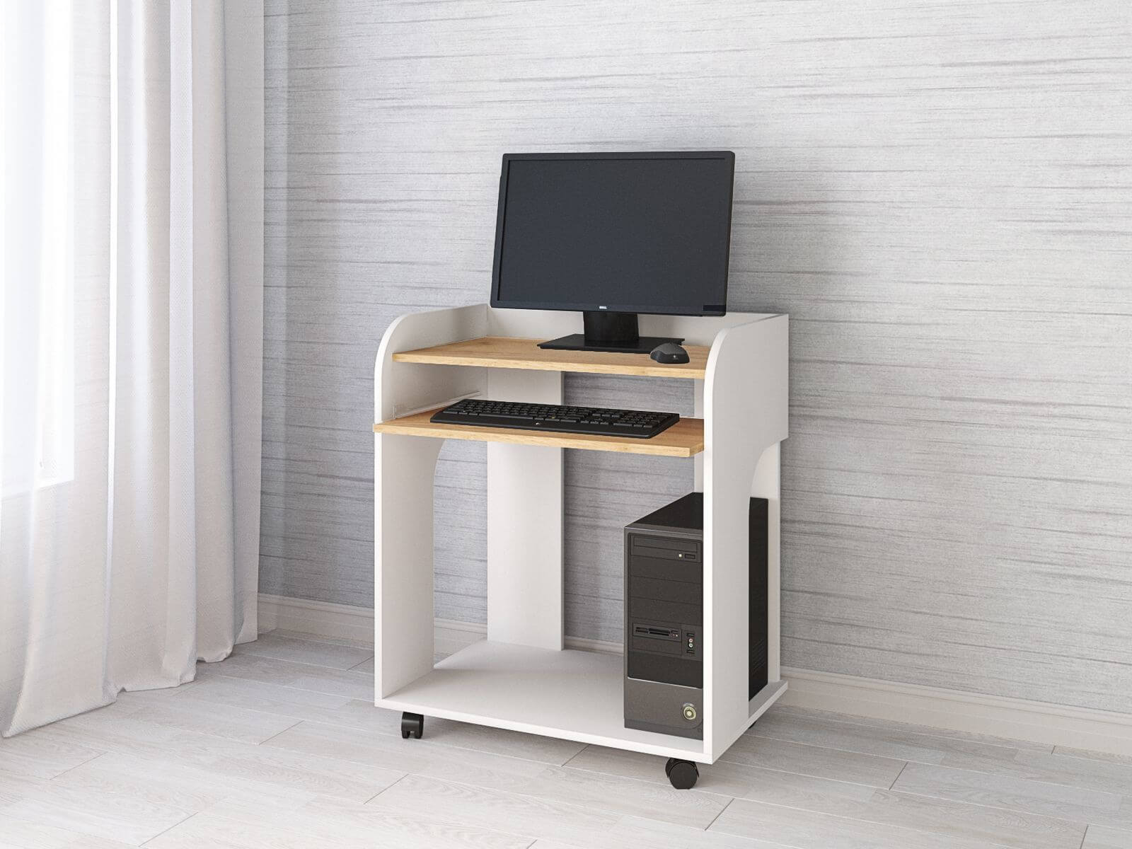 Компьютерный стол Грета-10 белый/дуб крафт золотой