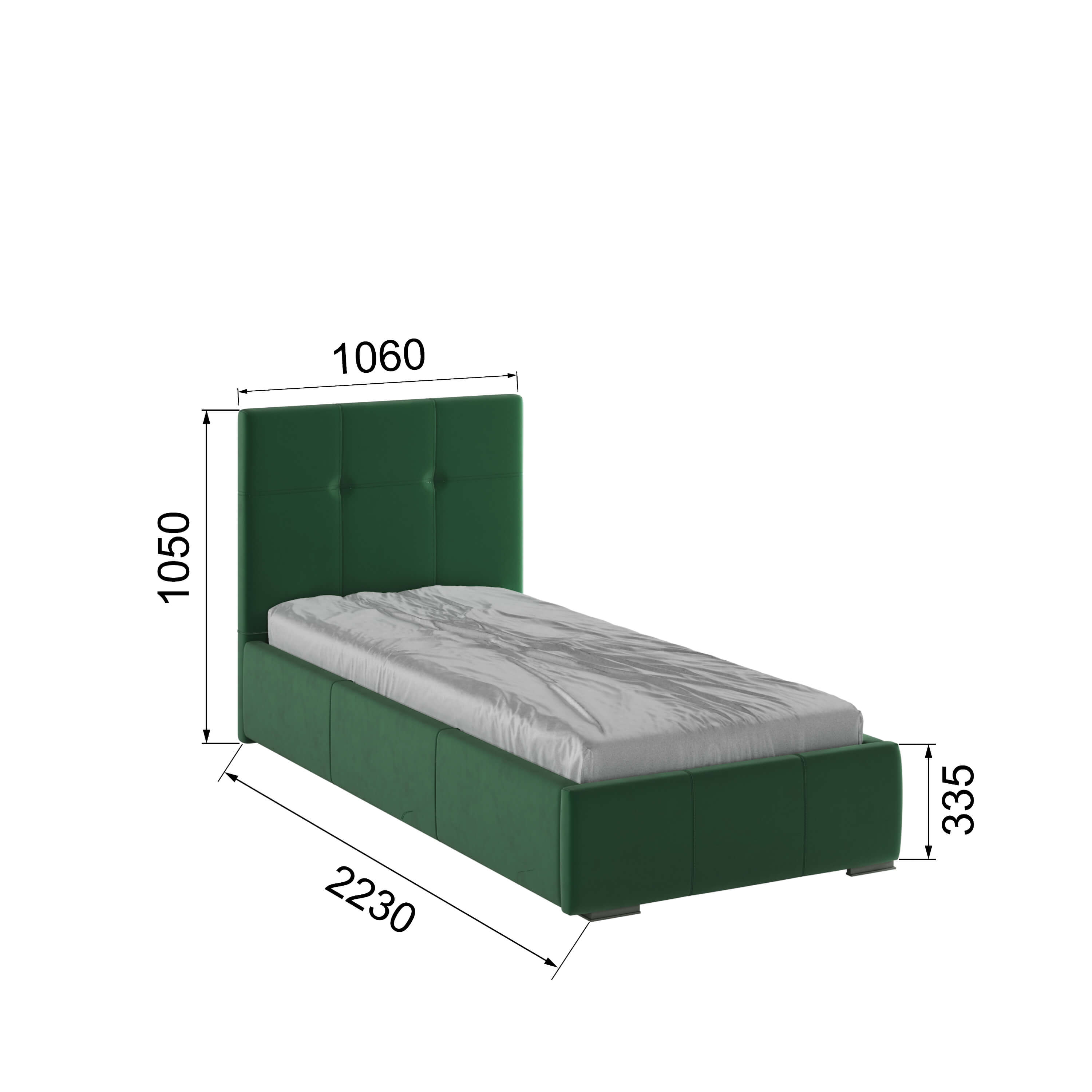 Корпус Рио интерьерной кровати (0,9м) изумруд квадрат