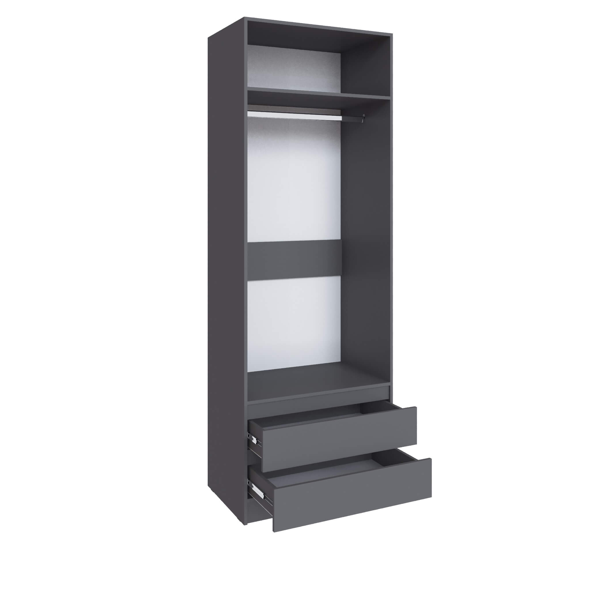 Шкаф Мадрид (0,8) с 2 ящ. без ручек без зеркала графит серый