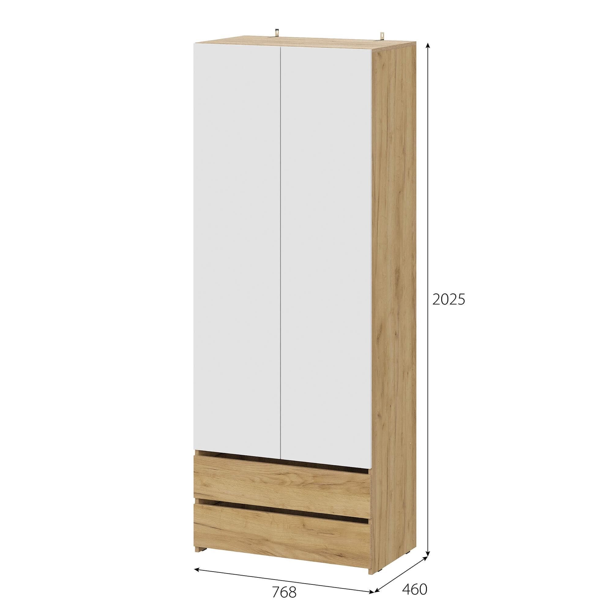 МС "Абрау" Шкаф двухстворчатый (с ящиками) Дуб Золотой/Белый