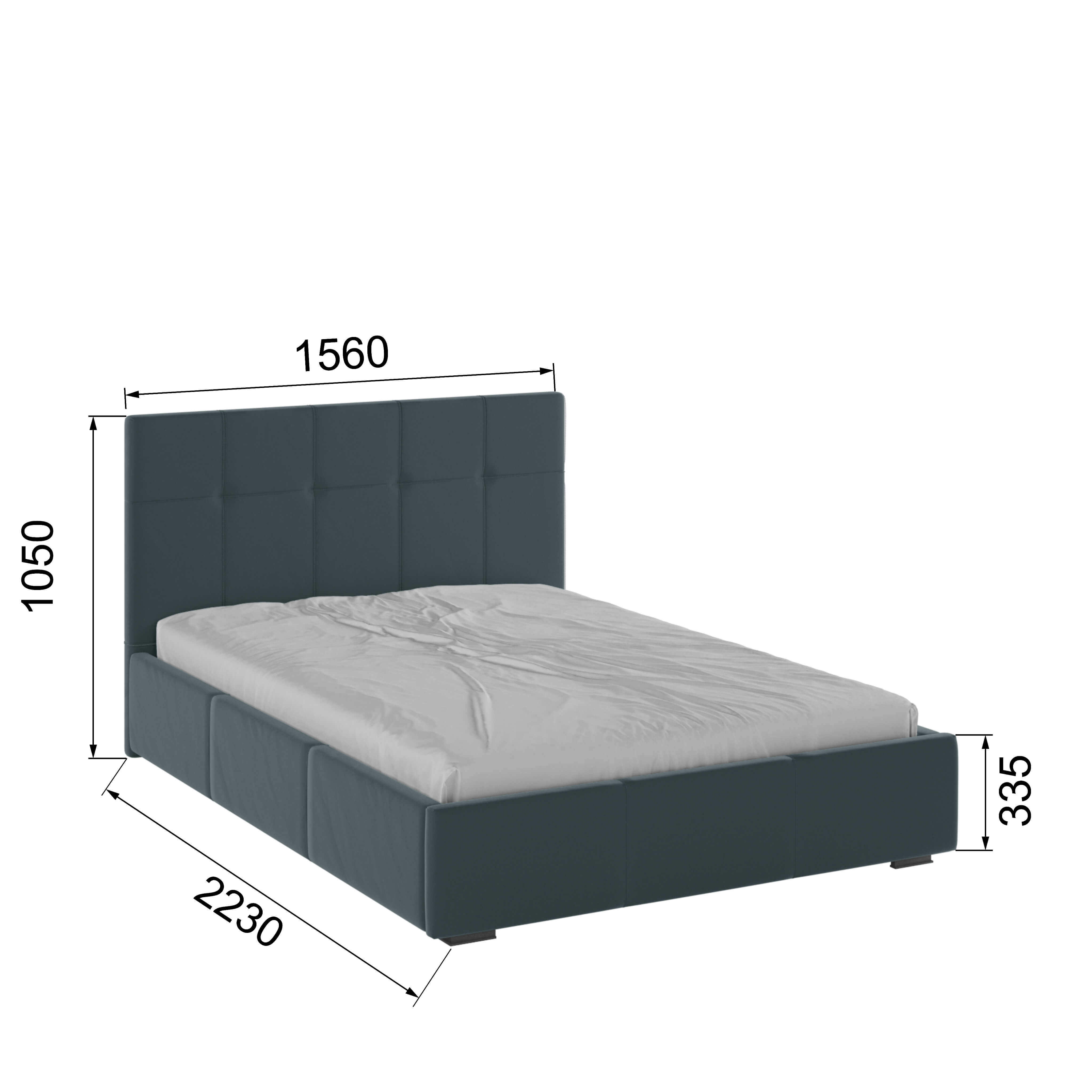 Корпус Рио интерьерной кровати (1,4м) серый квадрат
