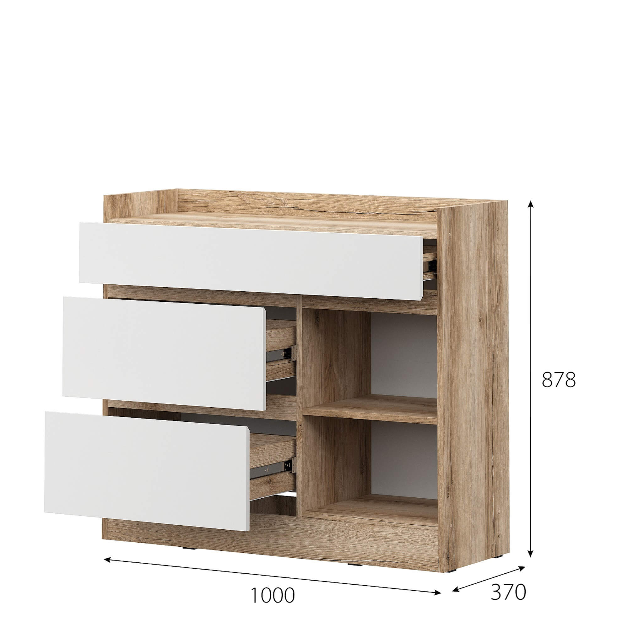 МС "Брауни" Комод Дуб Делано/Белый