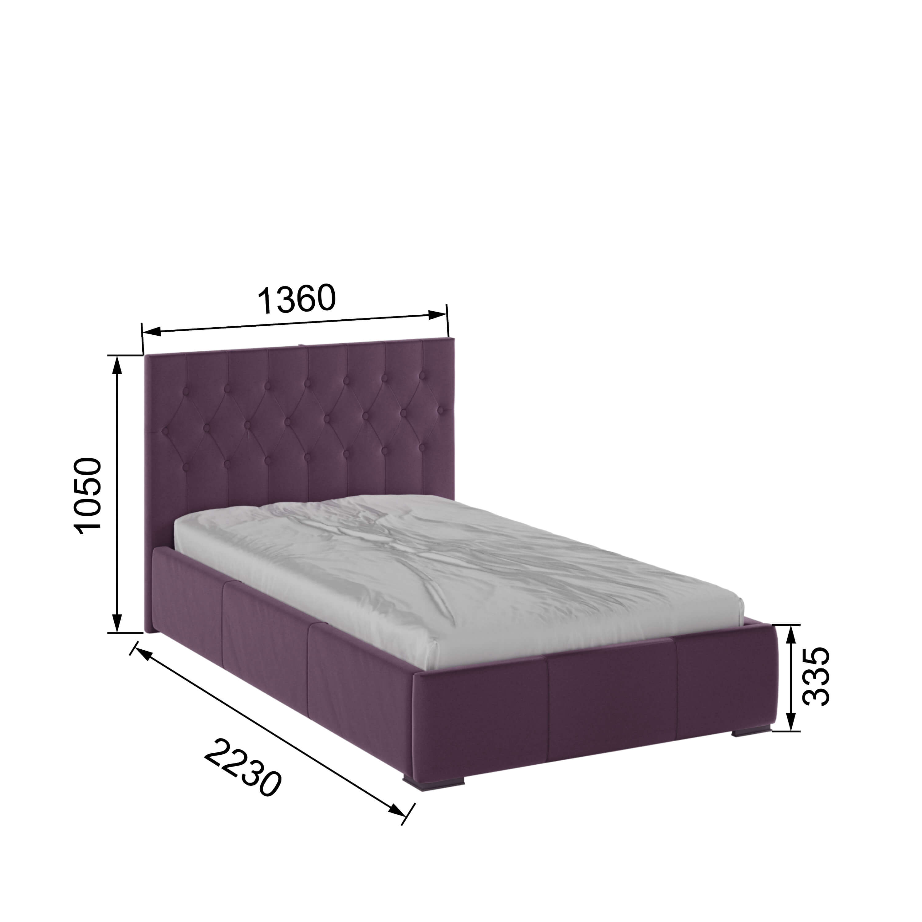 Корпус Октавия интерьерной кровати (1,2м) винный ромб