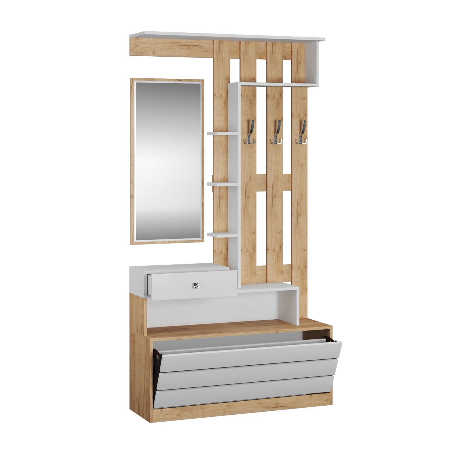 Прихожая Ямайка центральная секция ЯПЦС-1 дуб крафт золотой/белый