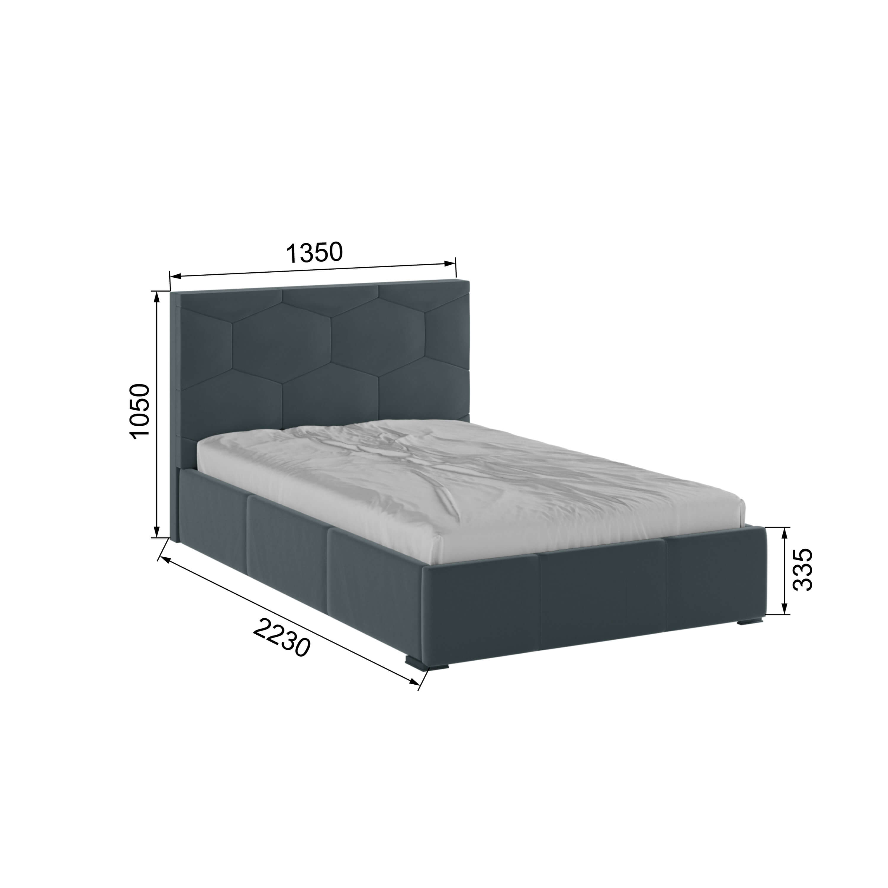 Корпус Манука интерьерной кровати (1,2м) серый