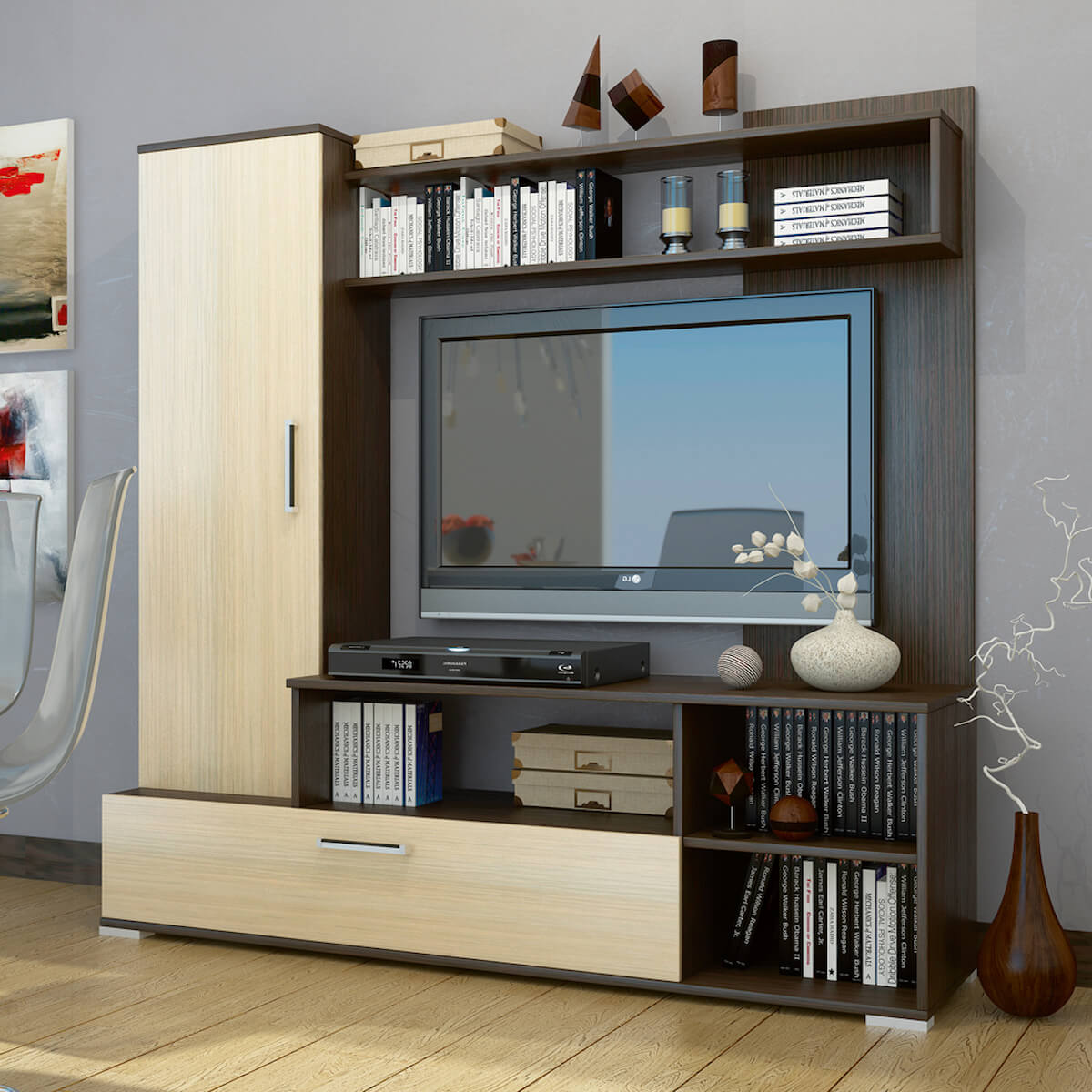 Гостиная Лима дуб венге/дуб молочный