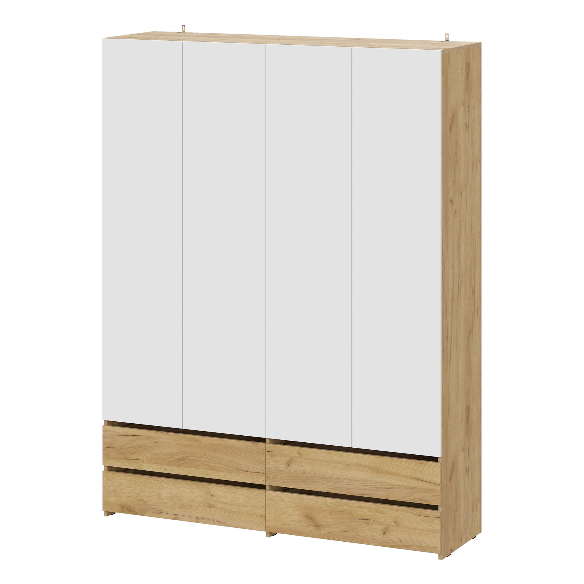 МС "Абрау" Шкаф четырехстворчатый (с ящиками) Дуб Золотой/Белый