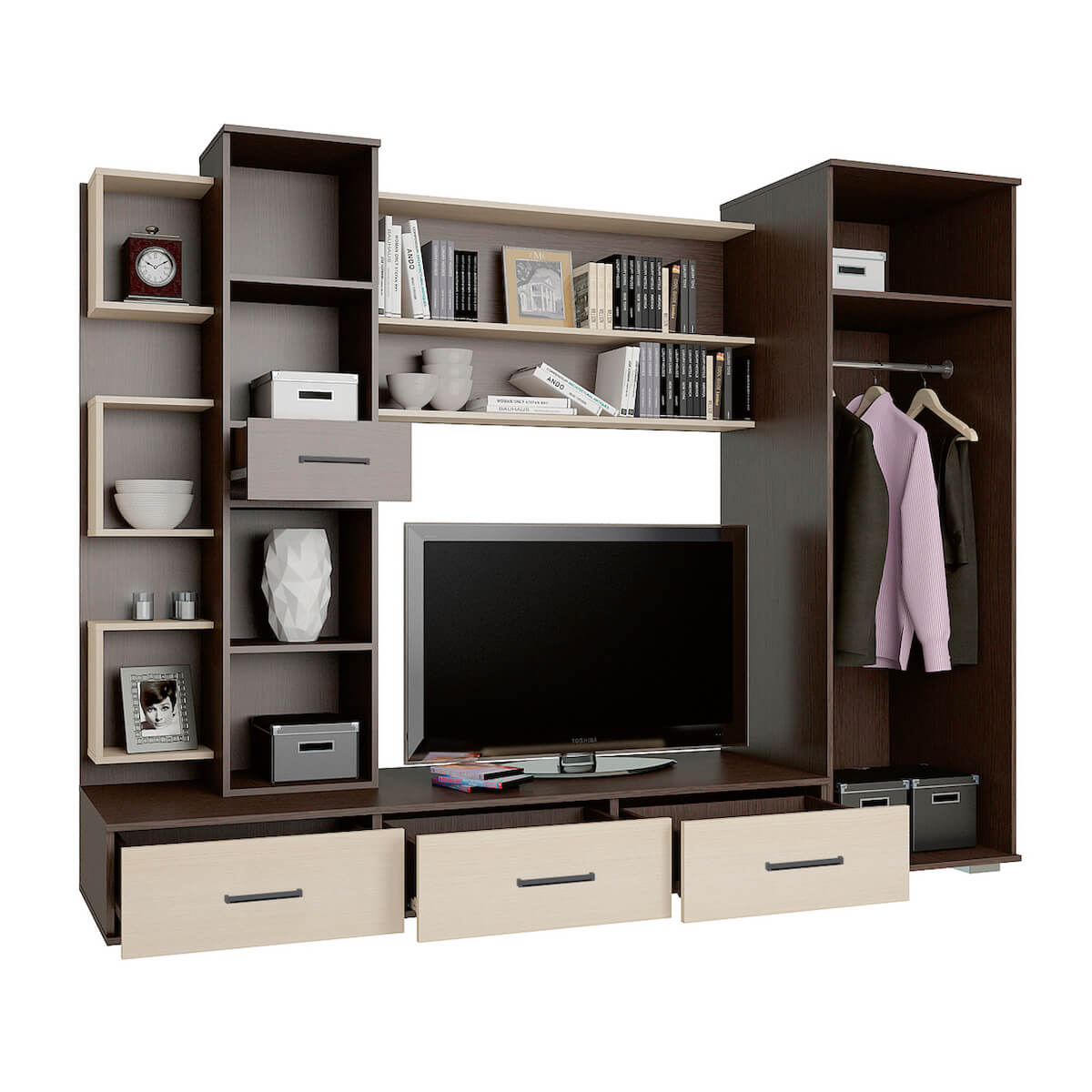 Гостиная Верона дуб венге/дуб молочный