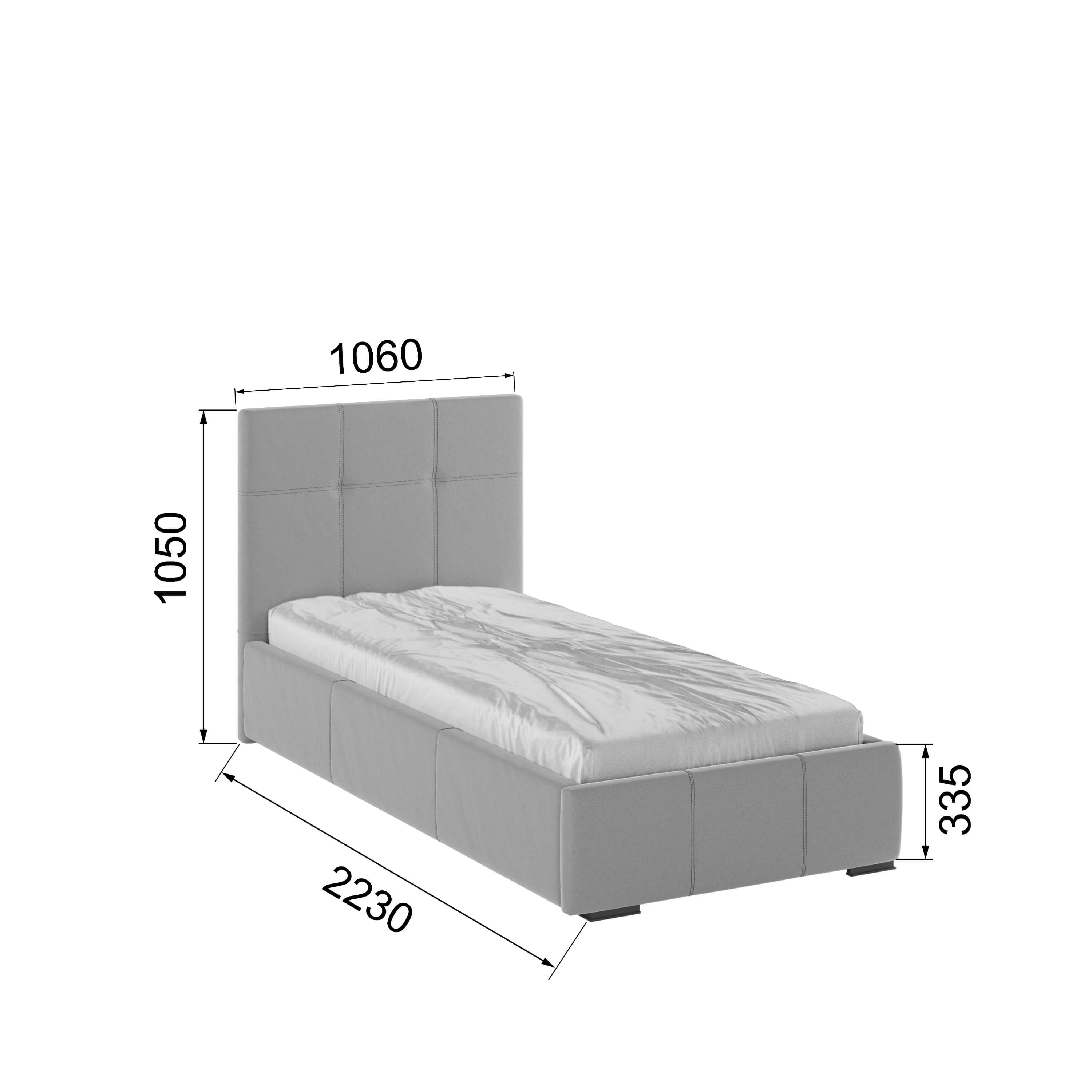 Корпус Рио интерьерной кровати (0,9м) светло-серый квадрат