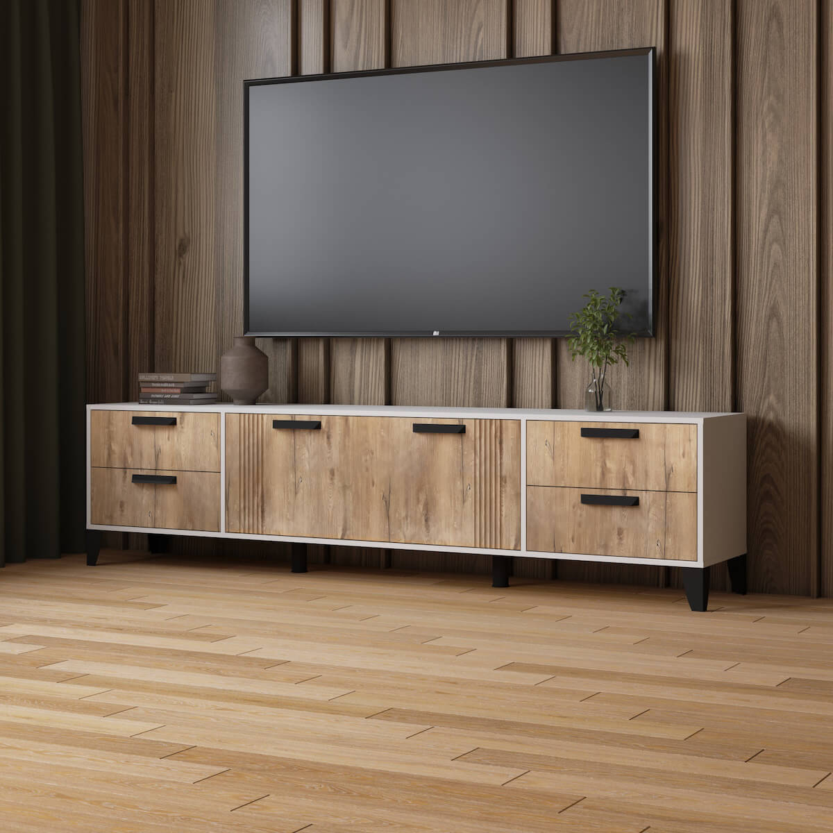 Тумба ТВ Парус-12 Белый/Дуб Канадский