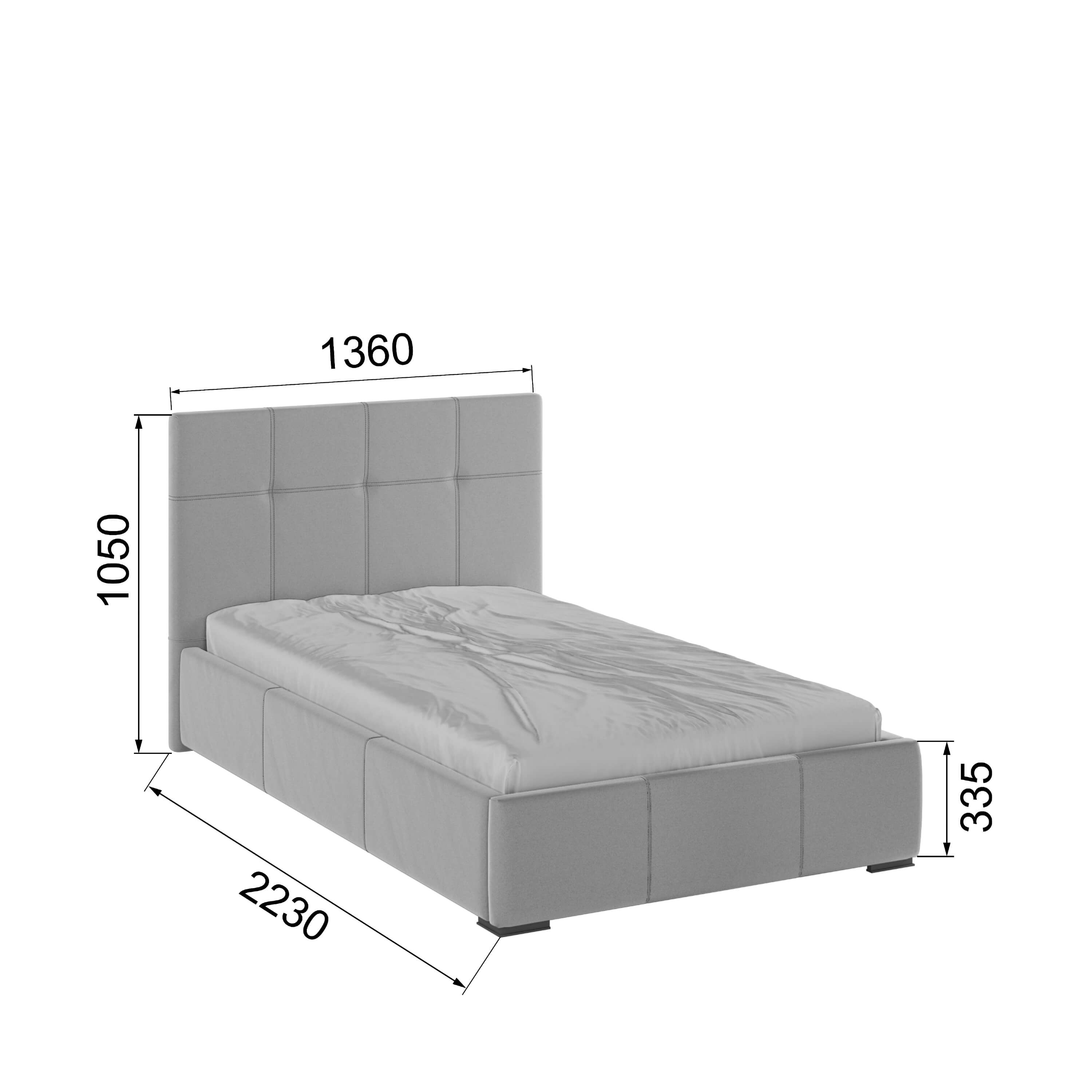 Корпус Рио интерьерной кровати (1,2м) светло-серый квадрат