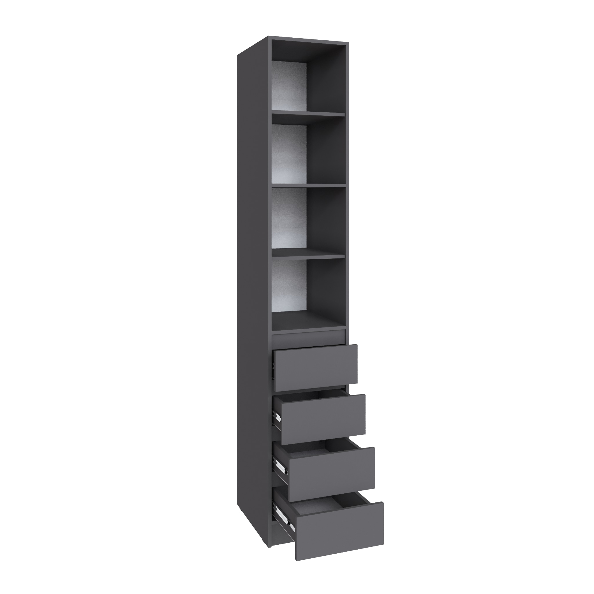 Шкаф Мадрид (0,4) с 4 ящ. без ручек графит серый