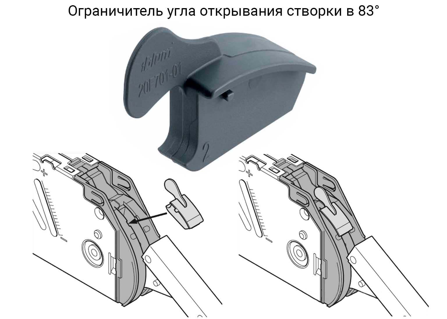Ограничитель угла открывания 83 градуса, 20F7011 AVS HF