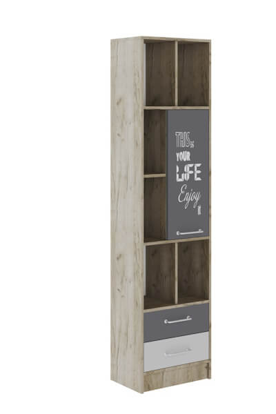 Спальня Колибри Лофт пенал дуб крафт серый/графит серый+камень серый