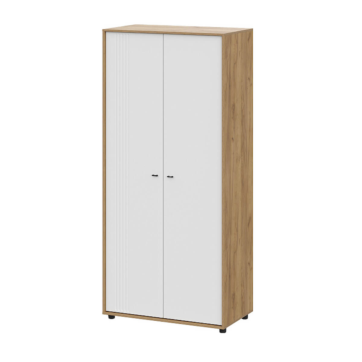 МС "Милан" Шкаф двухстворчатый Дуб Золотой/Белый Матовый