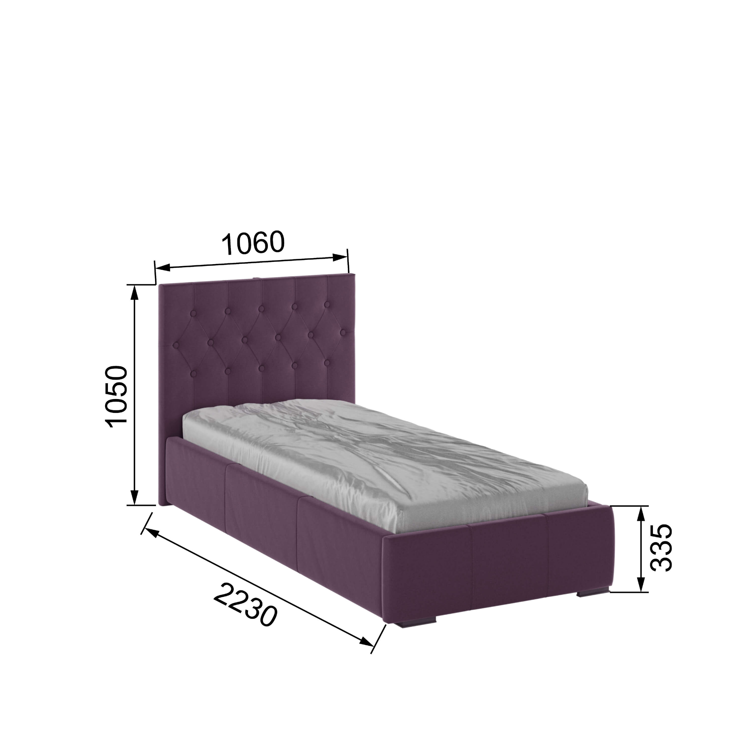 Корпус Октавия интерьерной кровати (0,9м) винный ромб