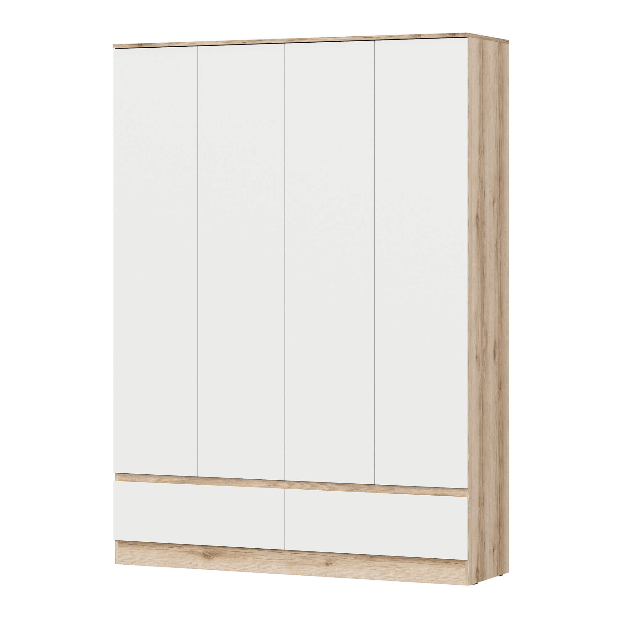МС "Брауни" Шкаф четырехстворчатый (с ящиками) Дуб Делано/Белый