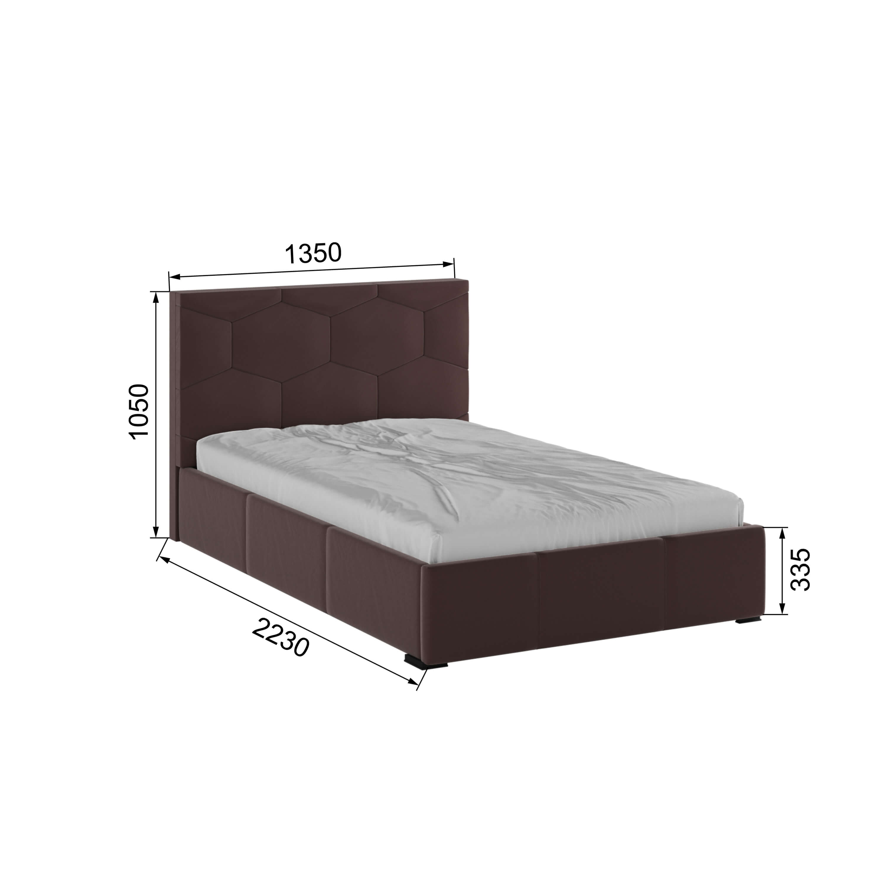 Корпус Манука интерьерной кровати (1,2м) коричневый