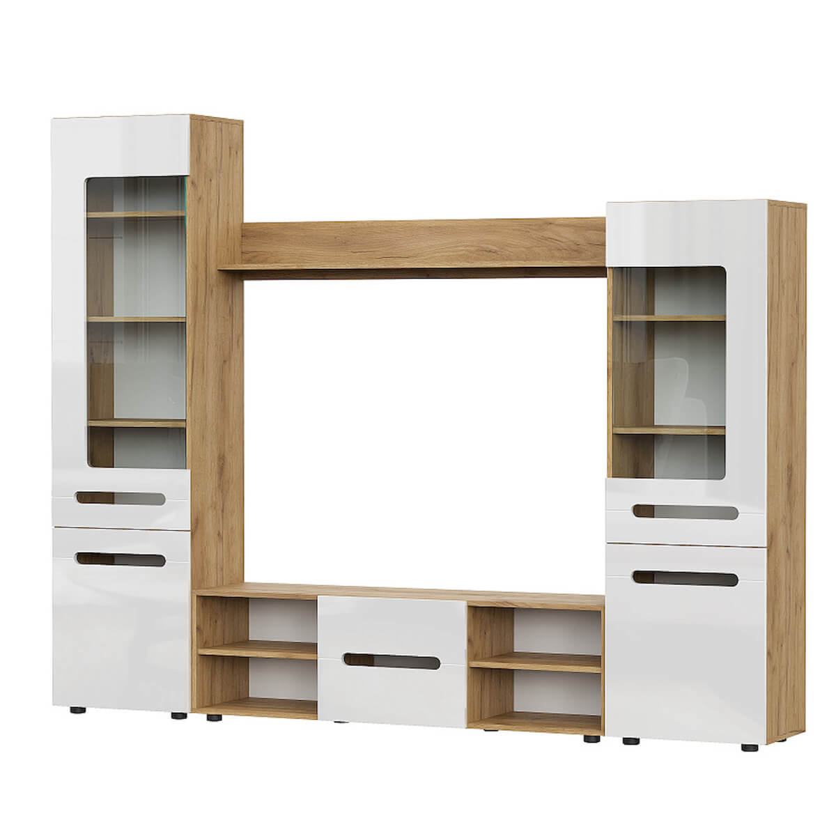 Мебель для гостиной "МГС 6" Исполнение 1 Дуб золотой / Белый глянец