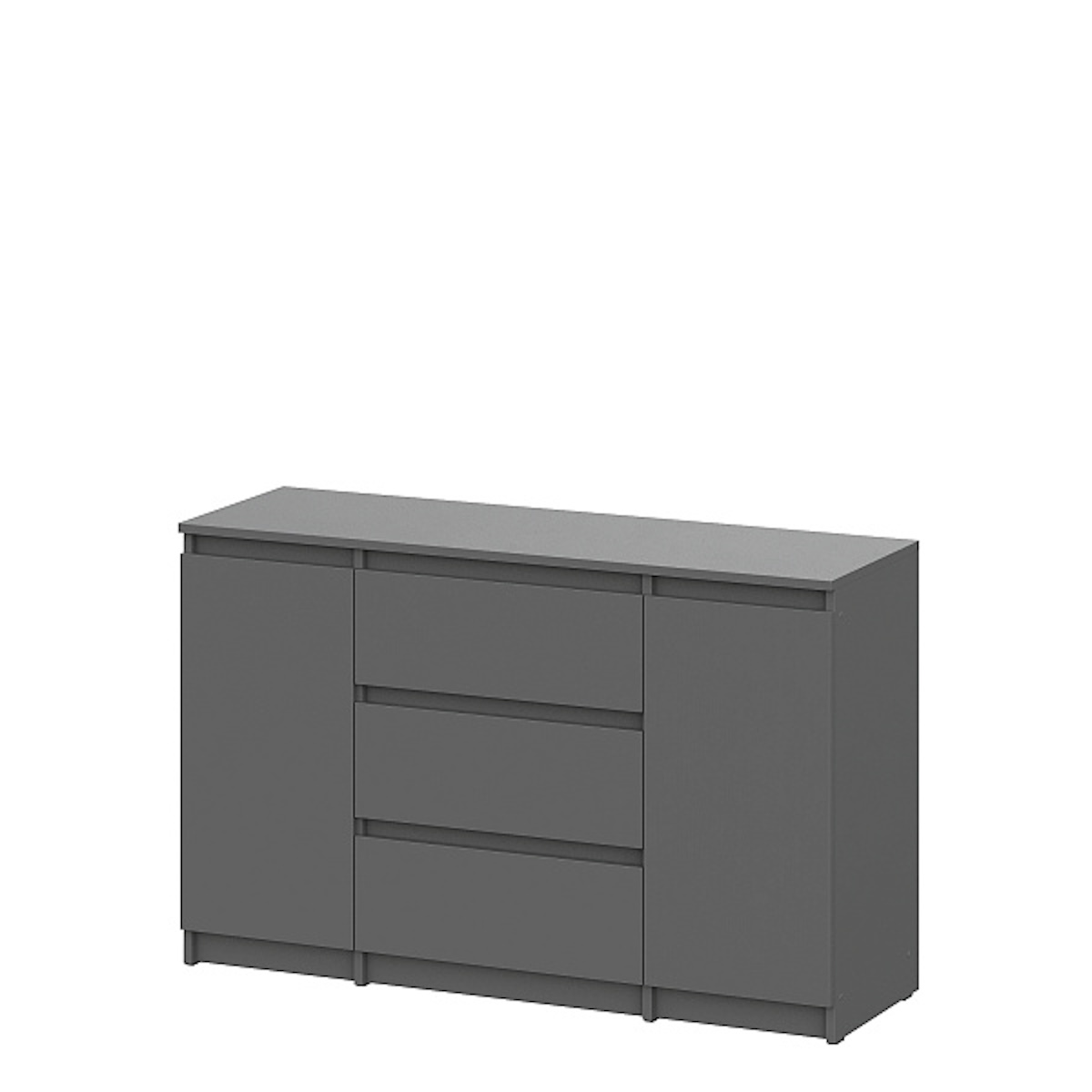 МС "Денвер" Комод 3 ящика двухстворчатый (серия 2) Графит серый