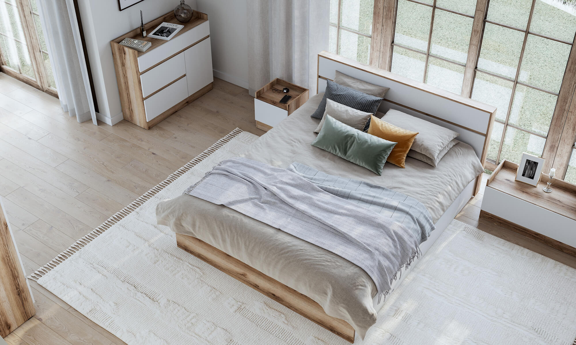 МС "Брауни" Кровать (1,6х2,0) Дуб Делано/Белый