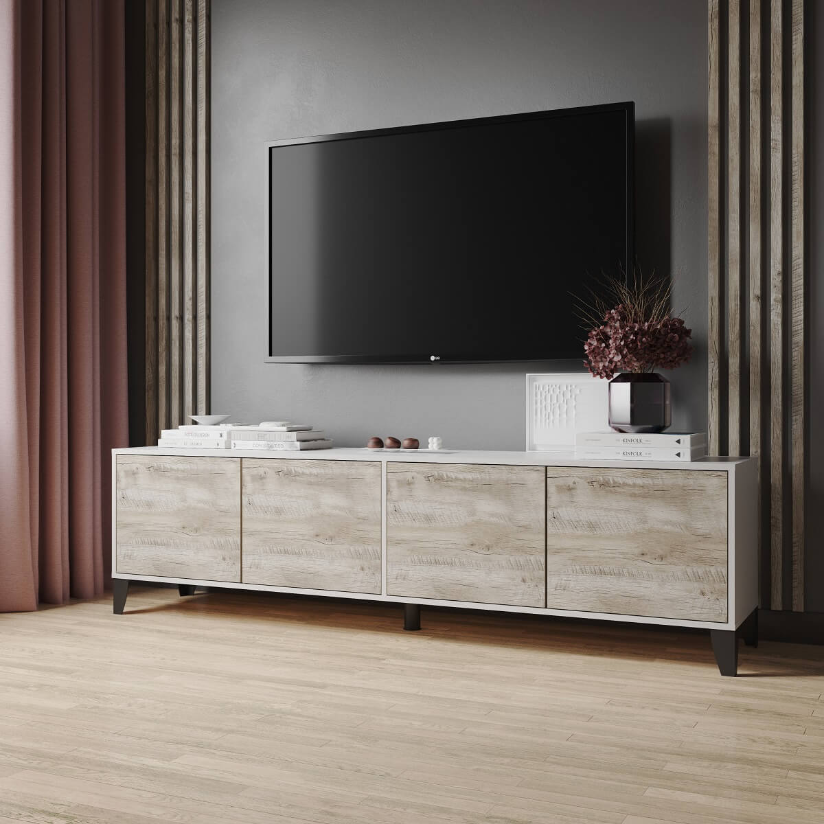 Тумба ТВ Парус-11 белый/дуб юкон