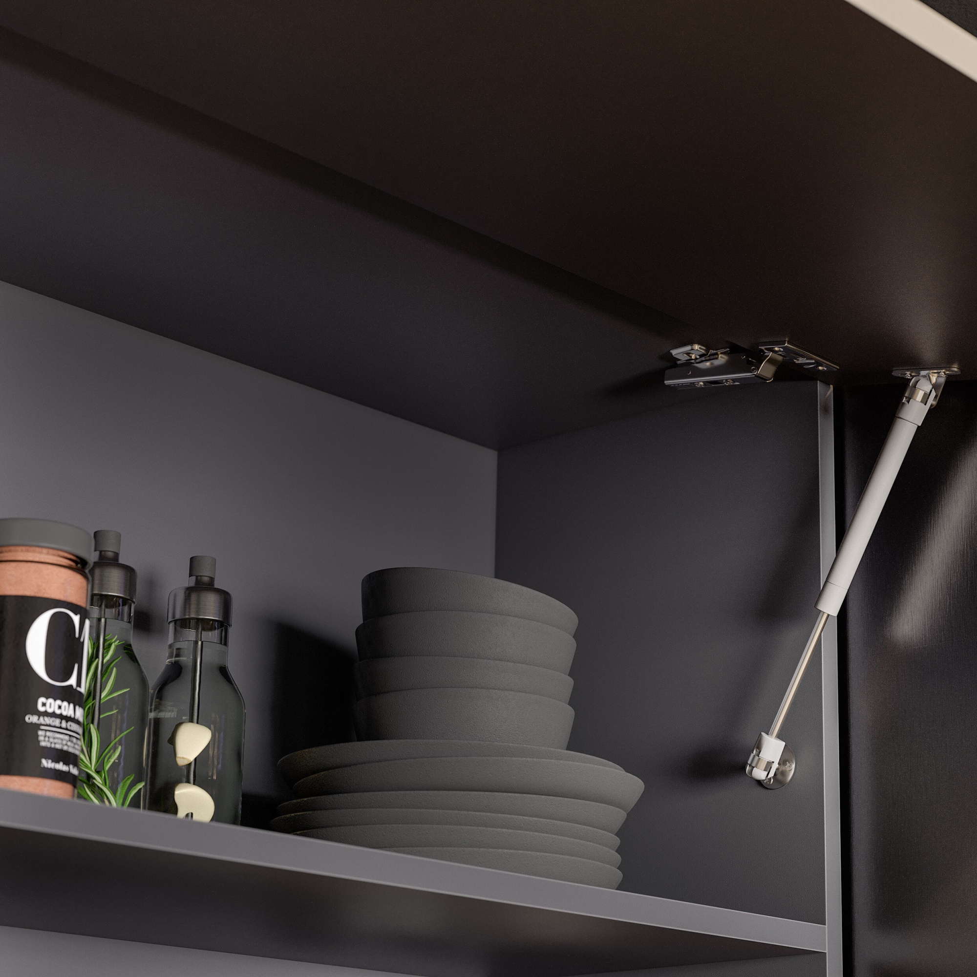 Кухонный Гарнитур "Энни" (2,0 м) Графит серый/Черный